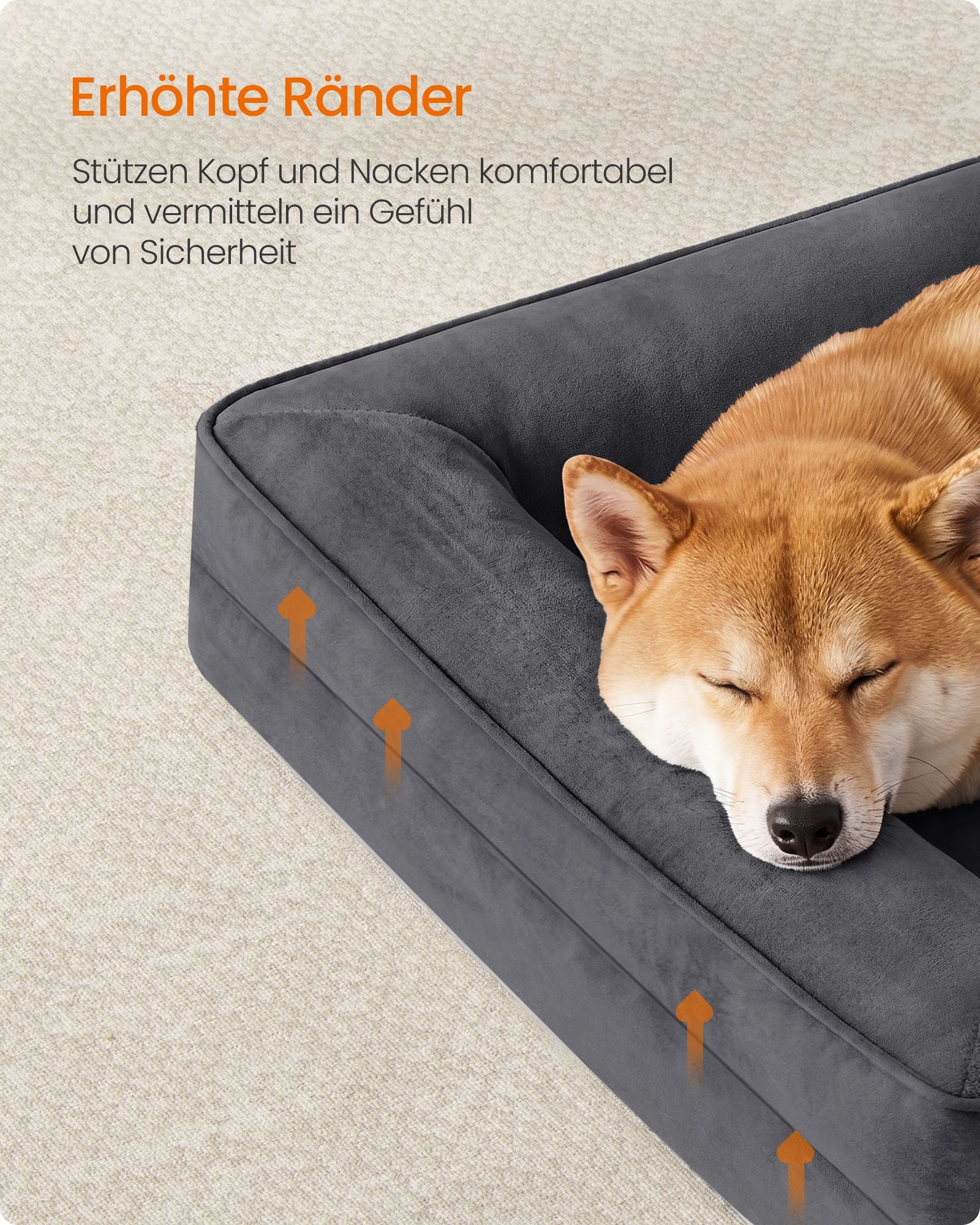 Orthopedische Hondenmand Voor Middelgrote Honden - Noppenschuim - Verhoogde Rand