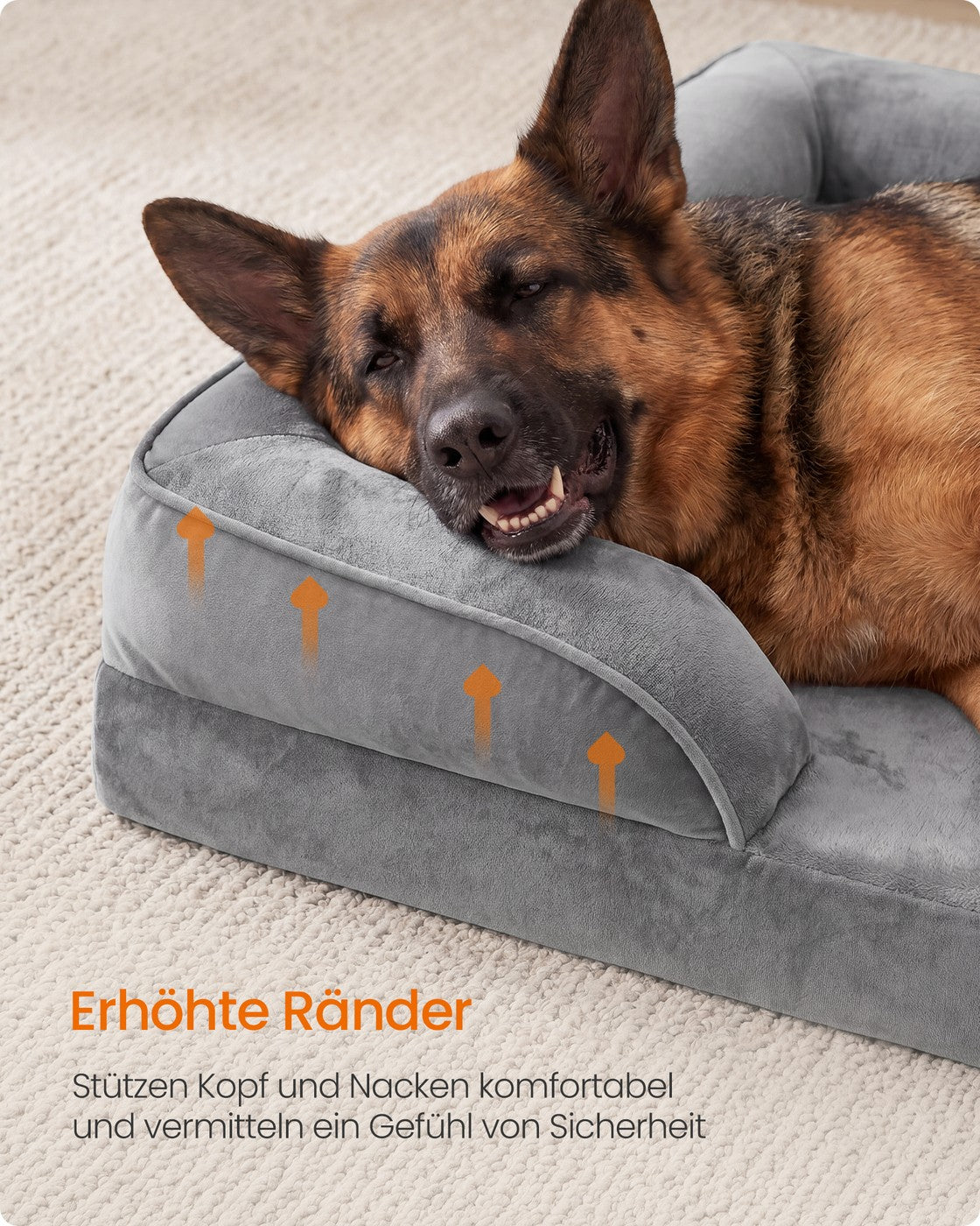 Orthopedisch Hondenbed XXL Met Flanel En Velours - Noppenschuim - U-Vormige Rand