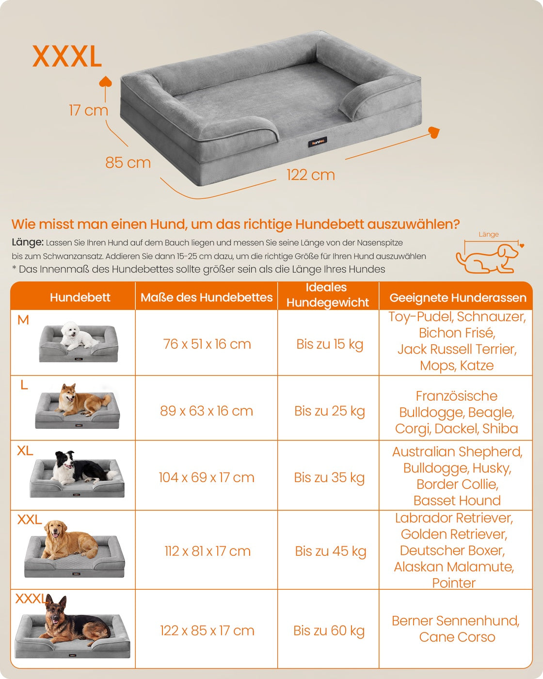 Orthopedisch Hondenbed XXL Met Flanel En Velours - Noppenschuim - U-Vormige Rand