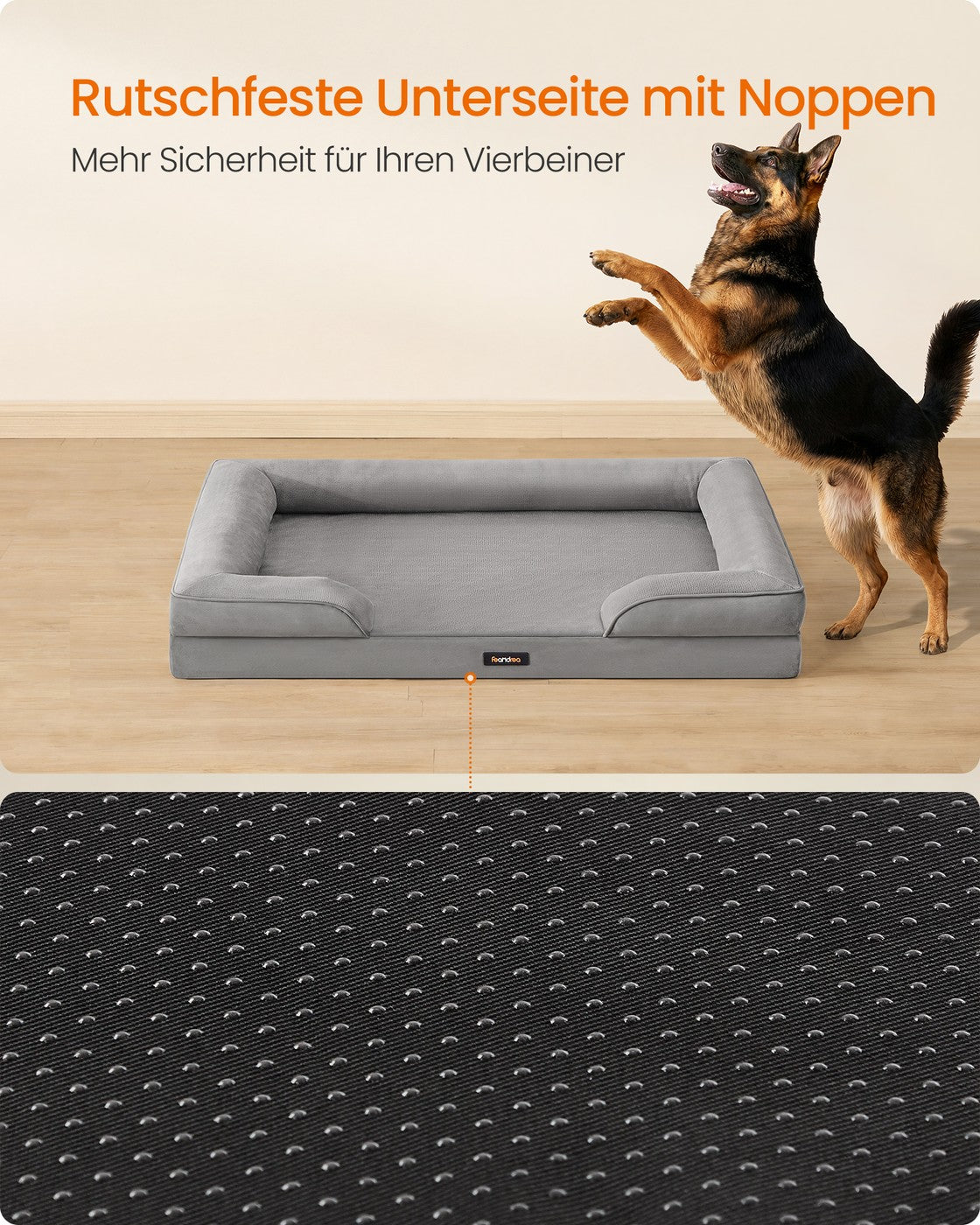 Orthopedisch Hondenbed XXL Met Flanel En Velours - Noppenschuim - U-Vormige Rand