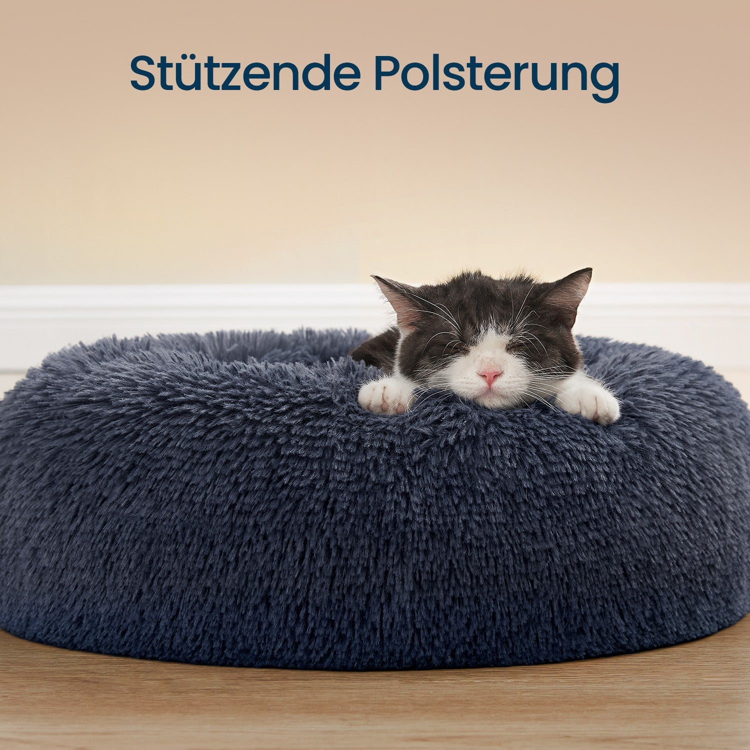 Fluffy Donut Hondenbed 80 cm - Langharig Pluche - Afneembare Wasbare Hoes