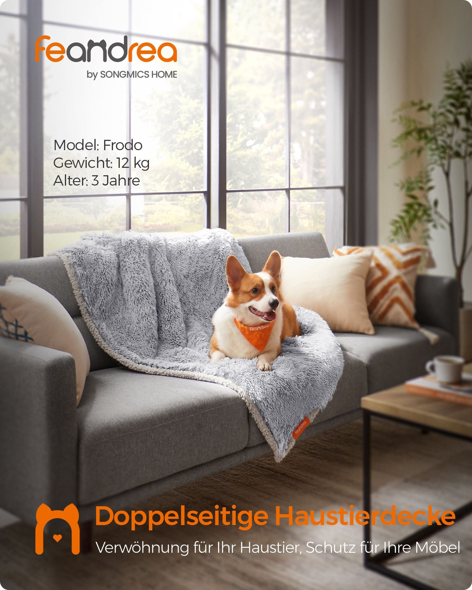 Dubbelzijdige Hondendeken L - Langpluche En Sherpa - Voor Bank En Mand