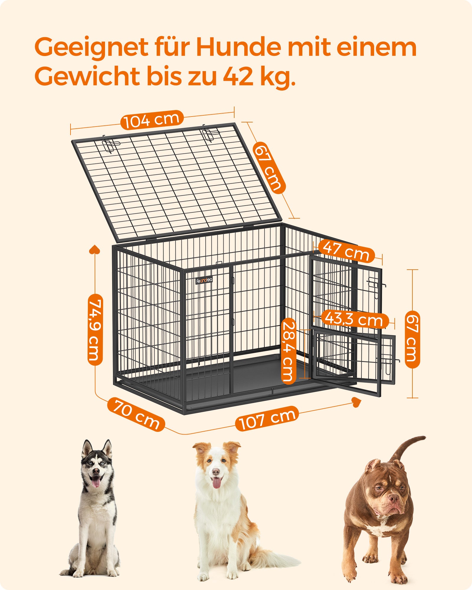 Zware Hondenbench XL Met Dubbele Deuren - Hoogbelastbaar Staal - Voor Sterke Honden