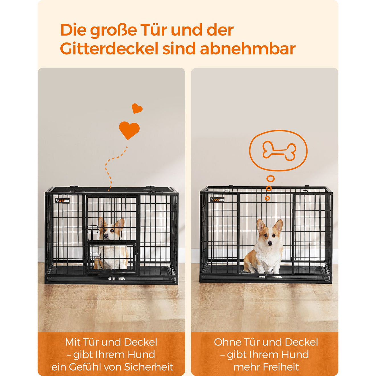 Zware Hondenbench L Met Dubbele Deuren - Hoogbelastbaar Metaal - Bodemschaal