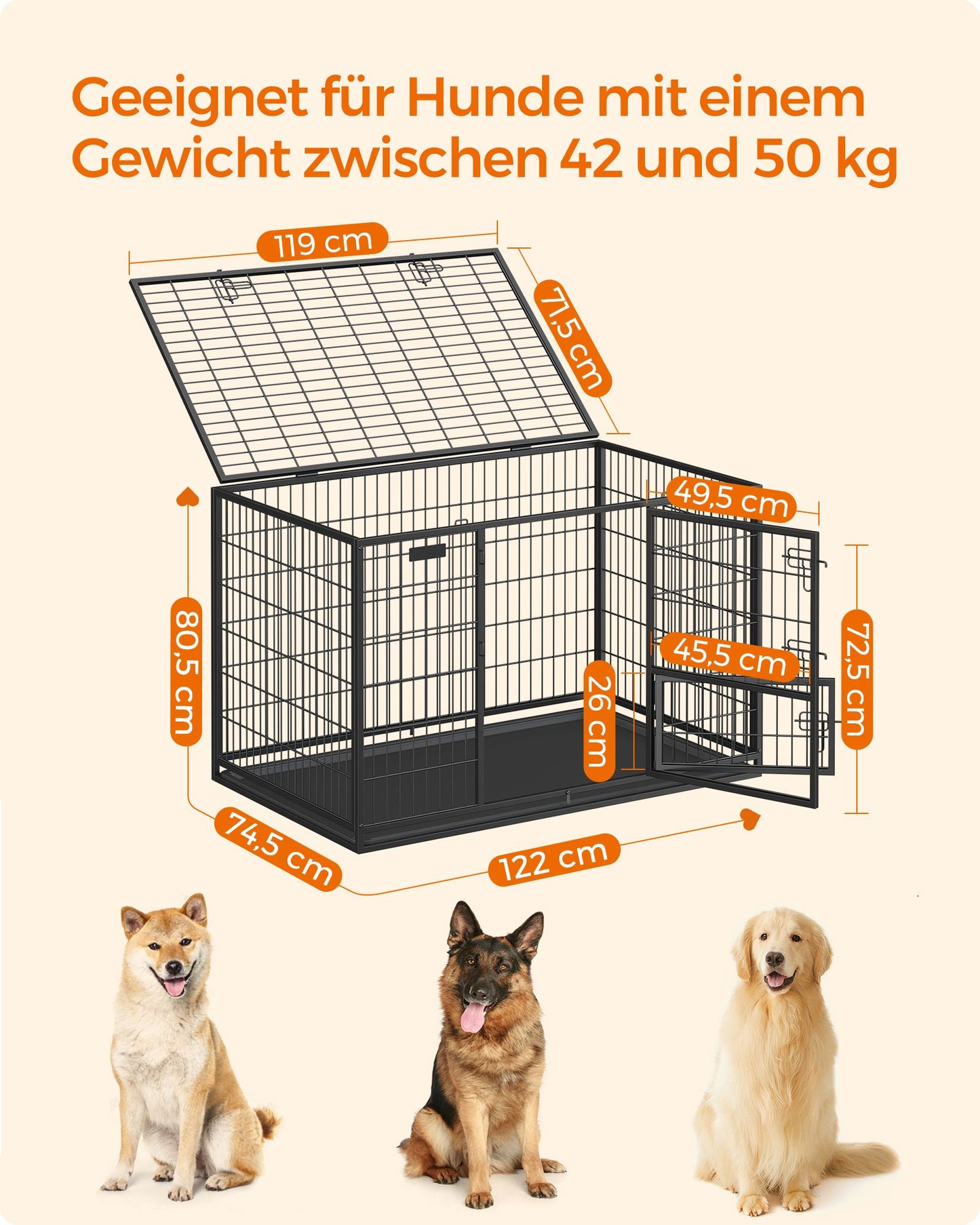 Extra Zware Hondenbench XXL - Dubbele Deuren En Bovenluik - Voor De Sterkste Honden