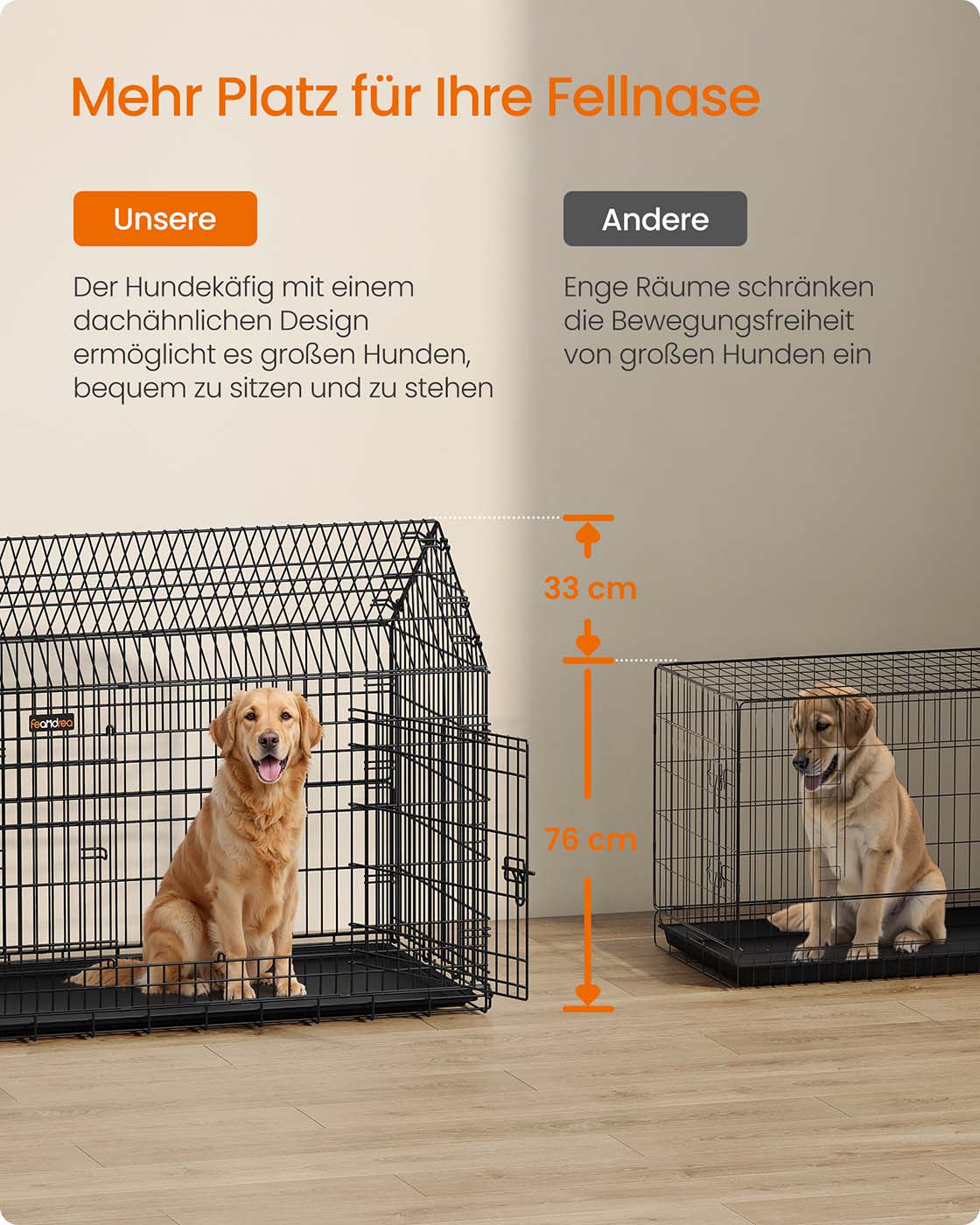 Opvouwbare Hondenbench Met Dubbele Deur - Voor Grote Honden - Inclusief Kunststof Bodemschaal