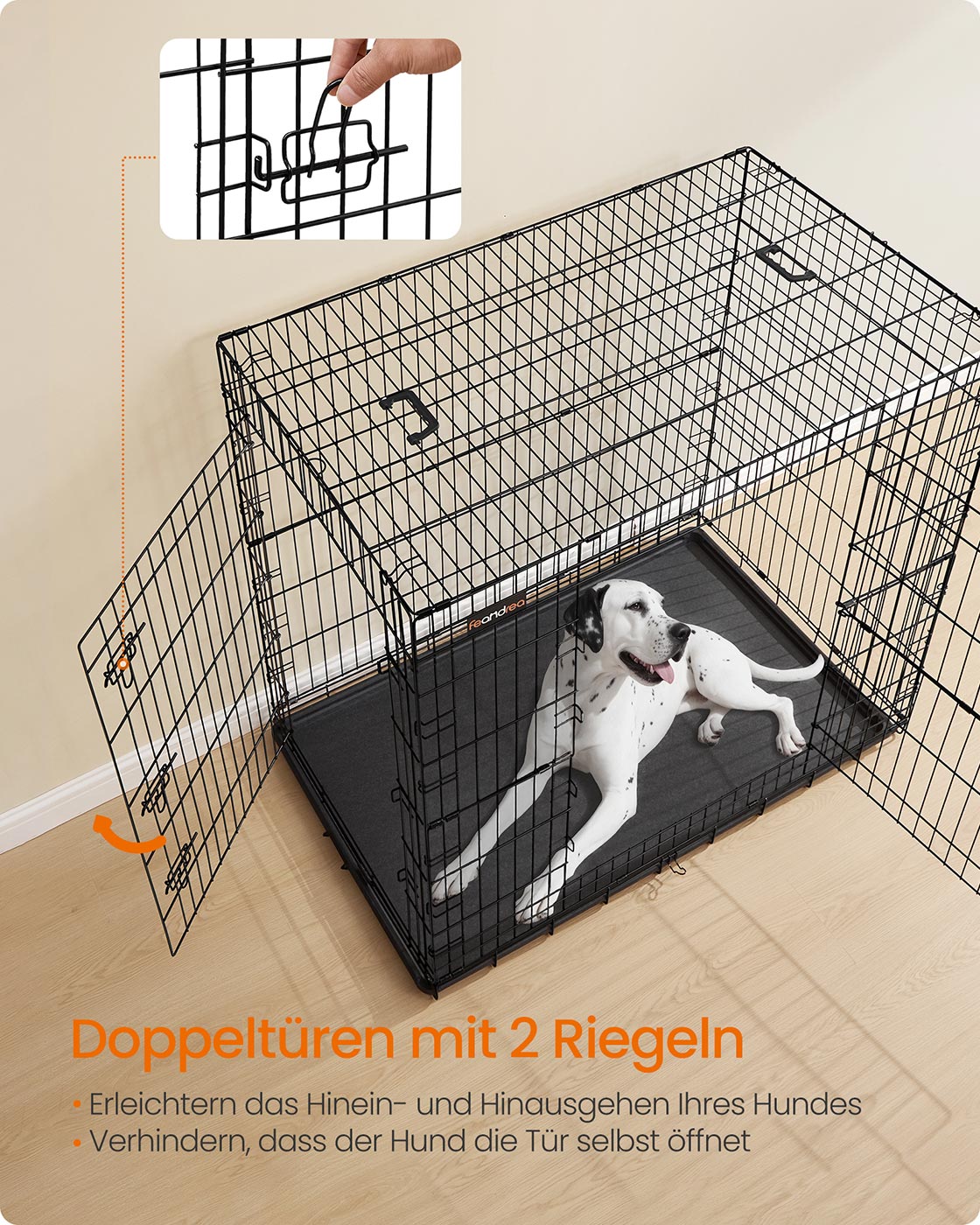 XXL Opvouwbare Hondenbench Met 2 Deuren - Kunststof Bodemschaal - Zonder Gereedschap