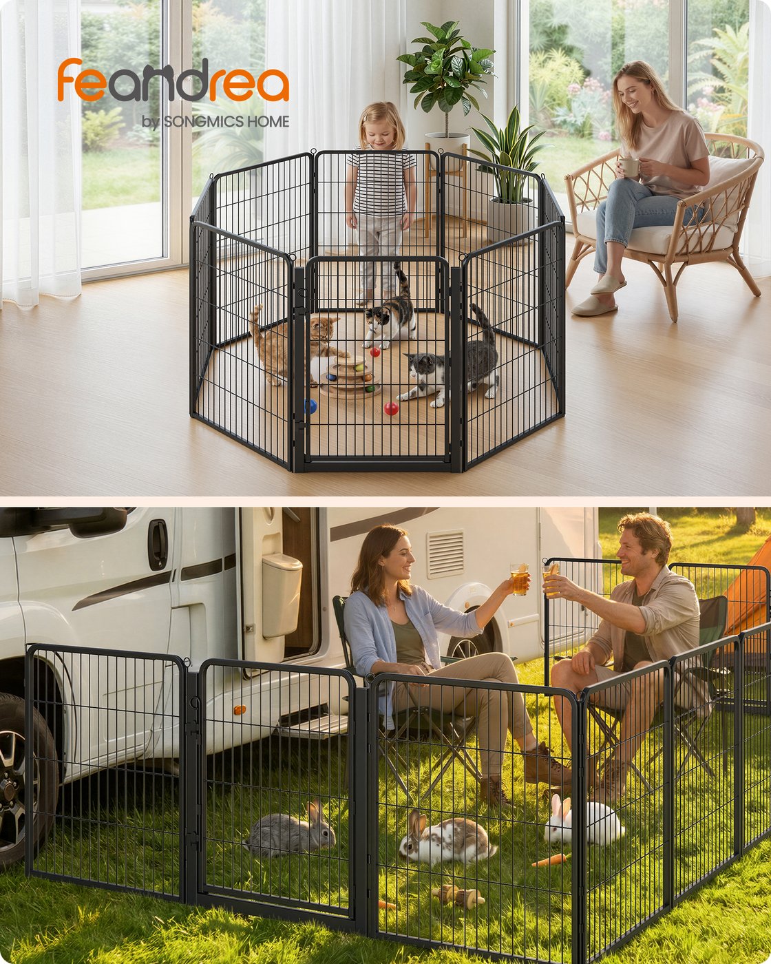 Metalen Dierenren Met 8 Panelen - Extra Hoog Model - Eenhandssluiting
