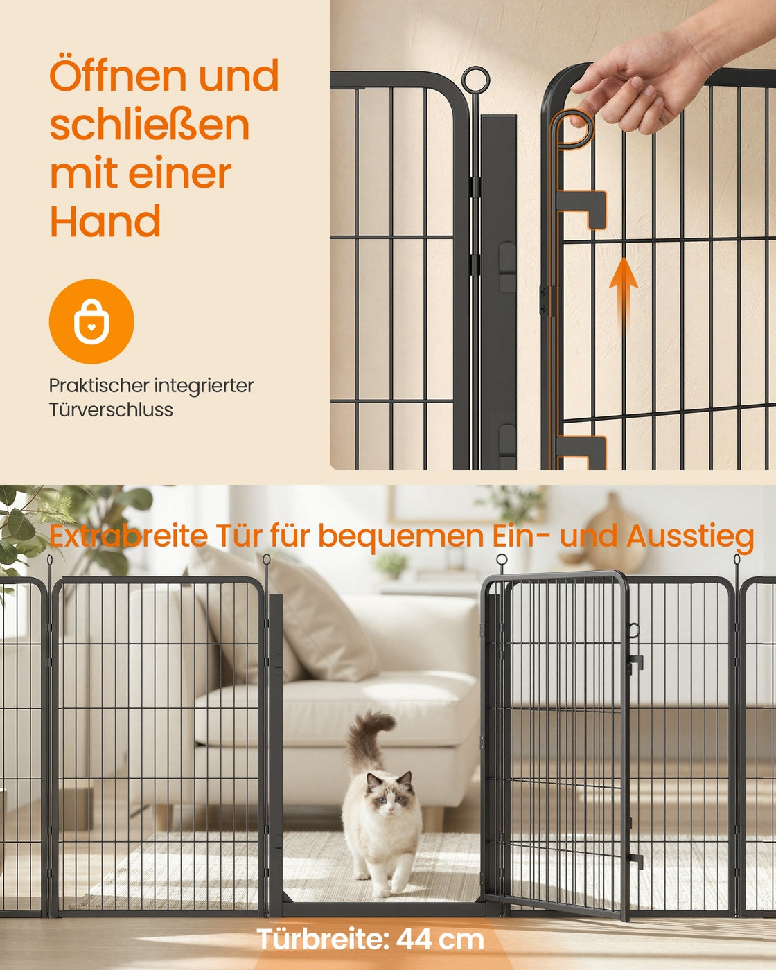 Metalen Dierenren Met 8 Panelen - Extra Hoog Model - Eenhandssluiting