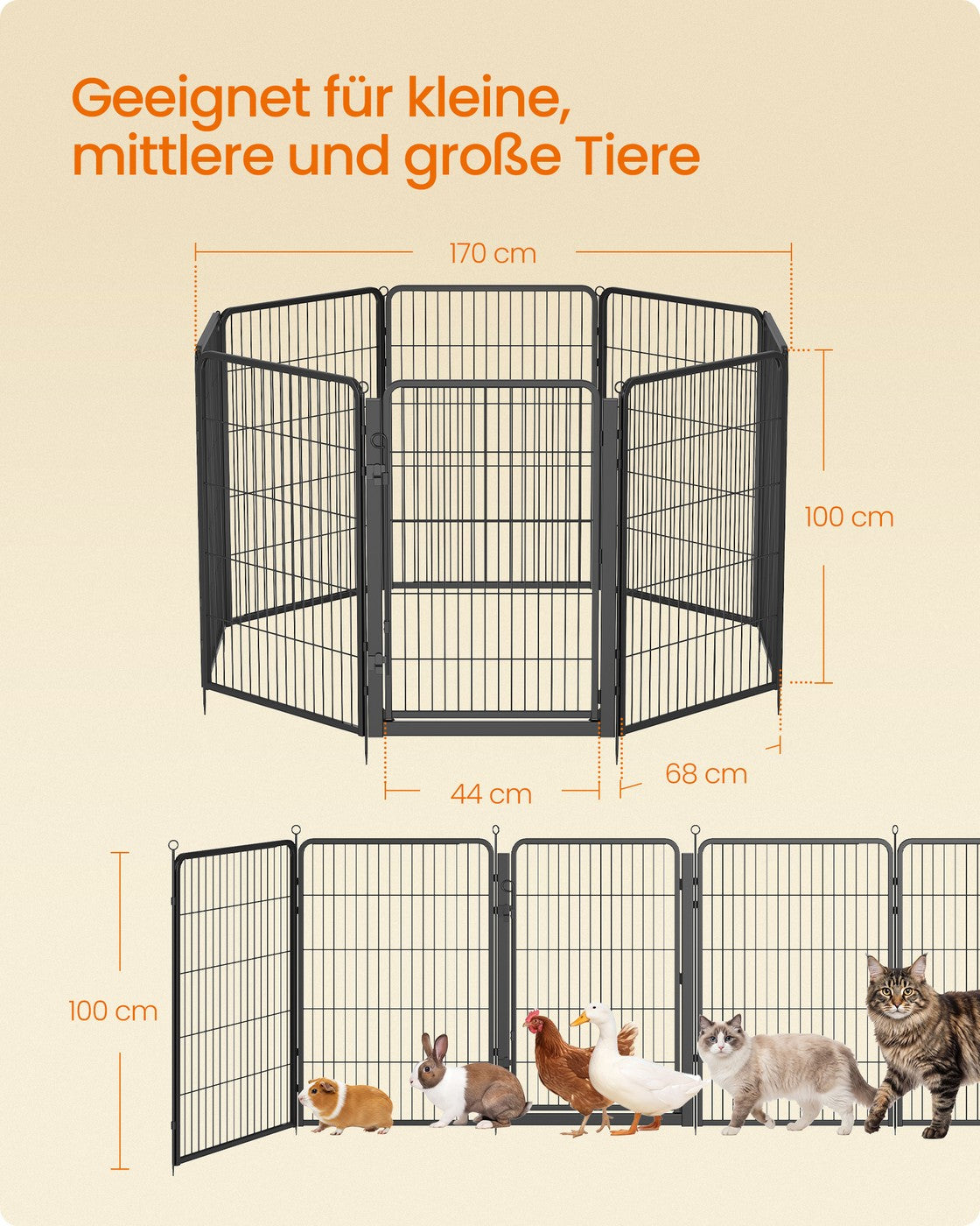 Metalen Dierenren Met 8 Panelen - Extra Hoog Model - Eenhandssluiting