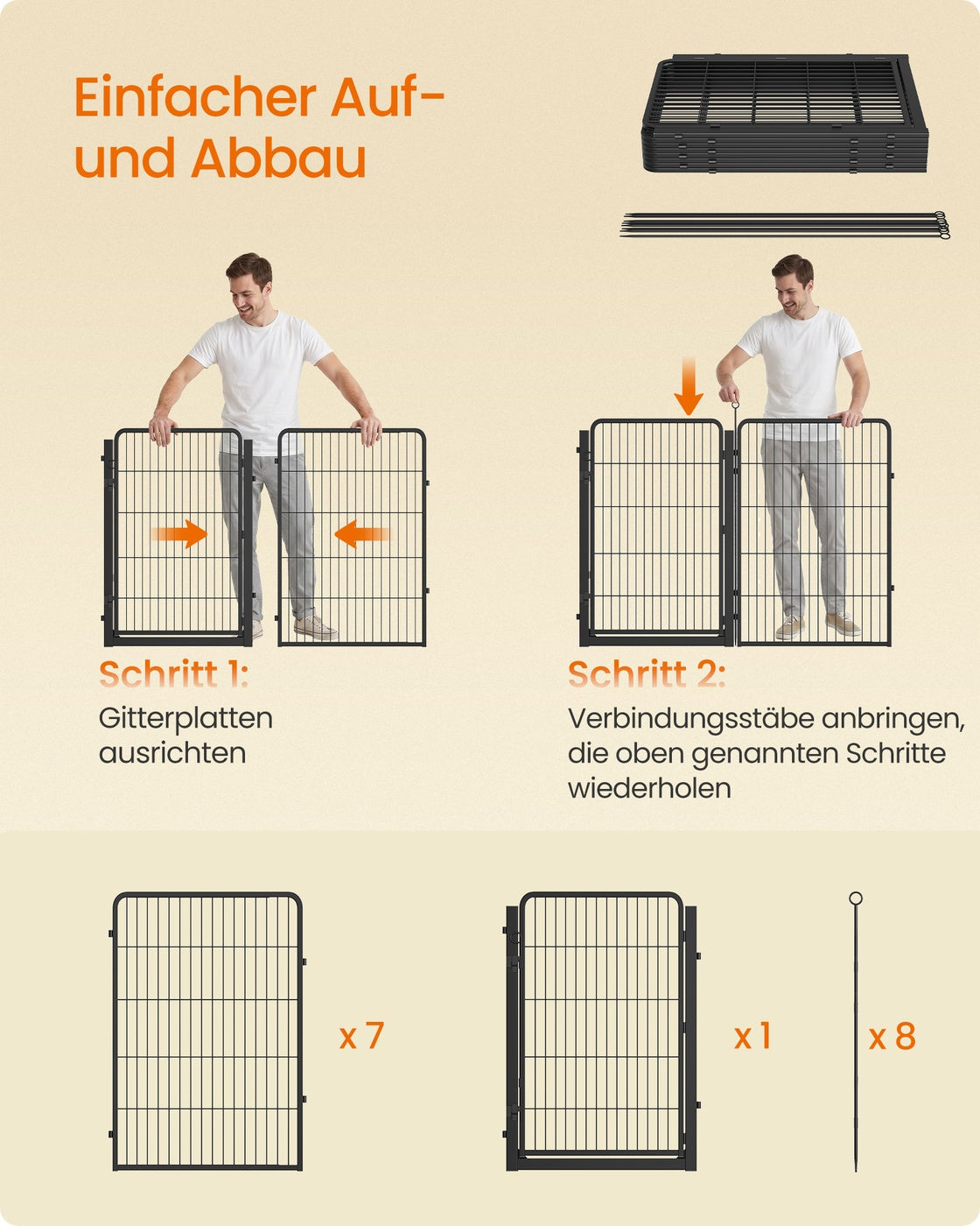 Metalen Dierenren Met 8 Panelen - Extra Hoog Model - Eenhandssluiting