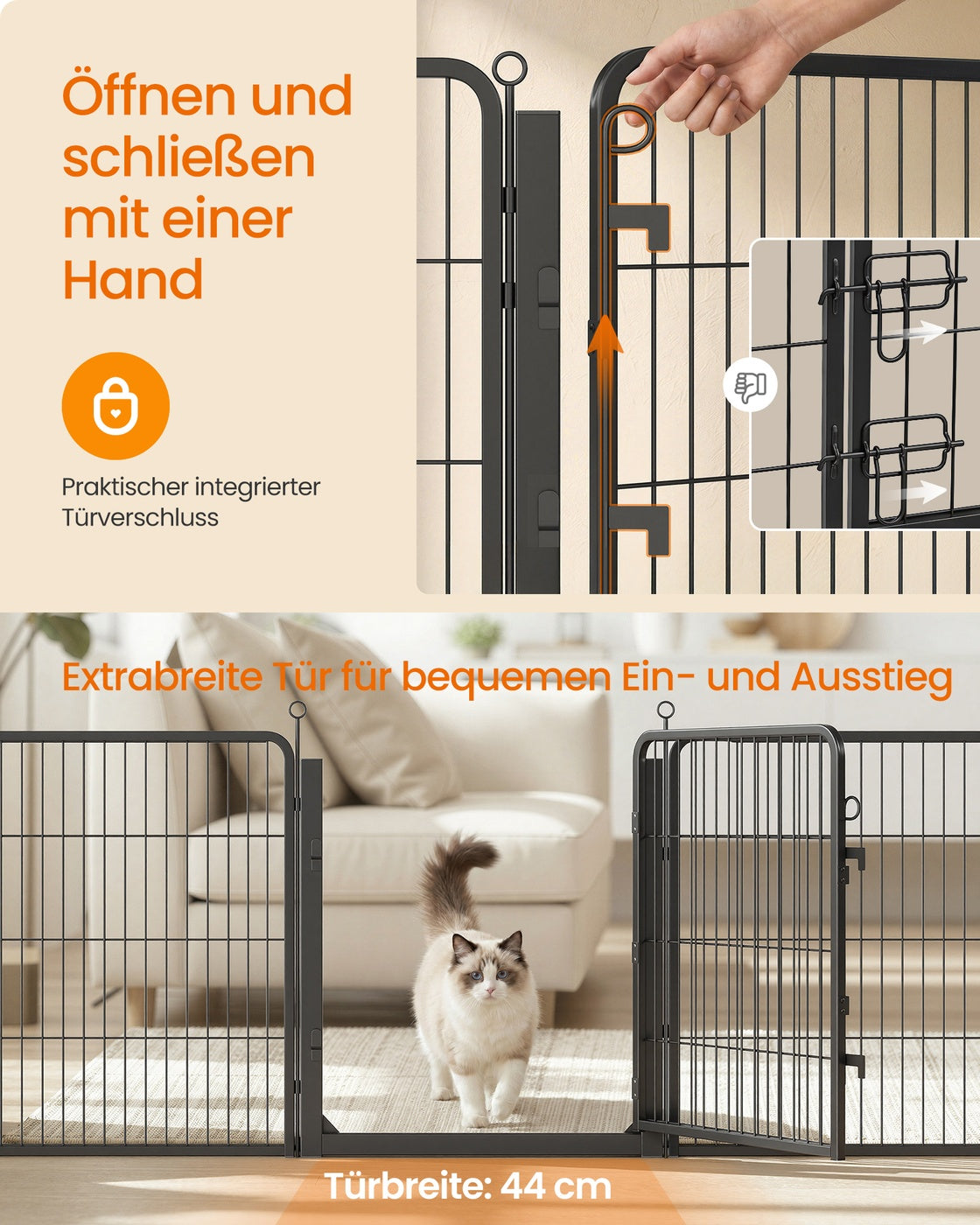 Metalen Dierenren Met Brede Deur - Roestvrij Staal - Veilig Eenhandssluitsysteem