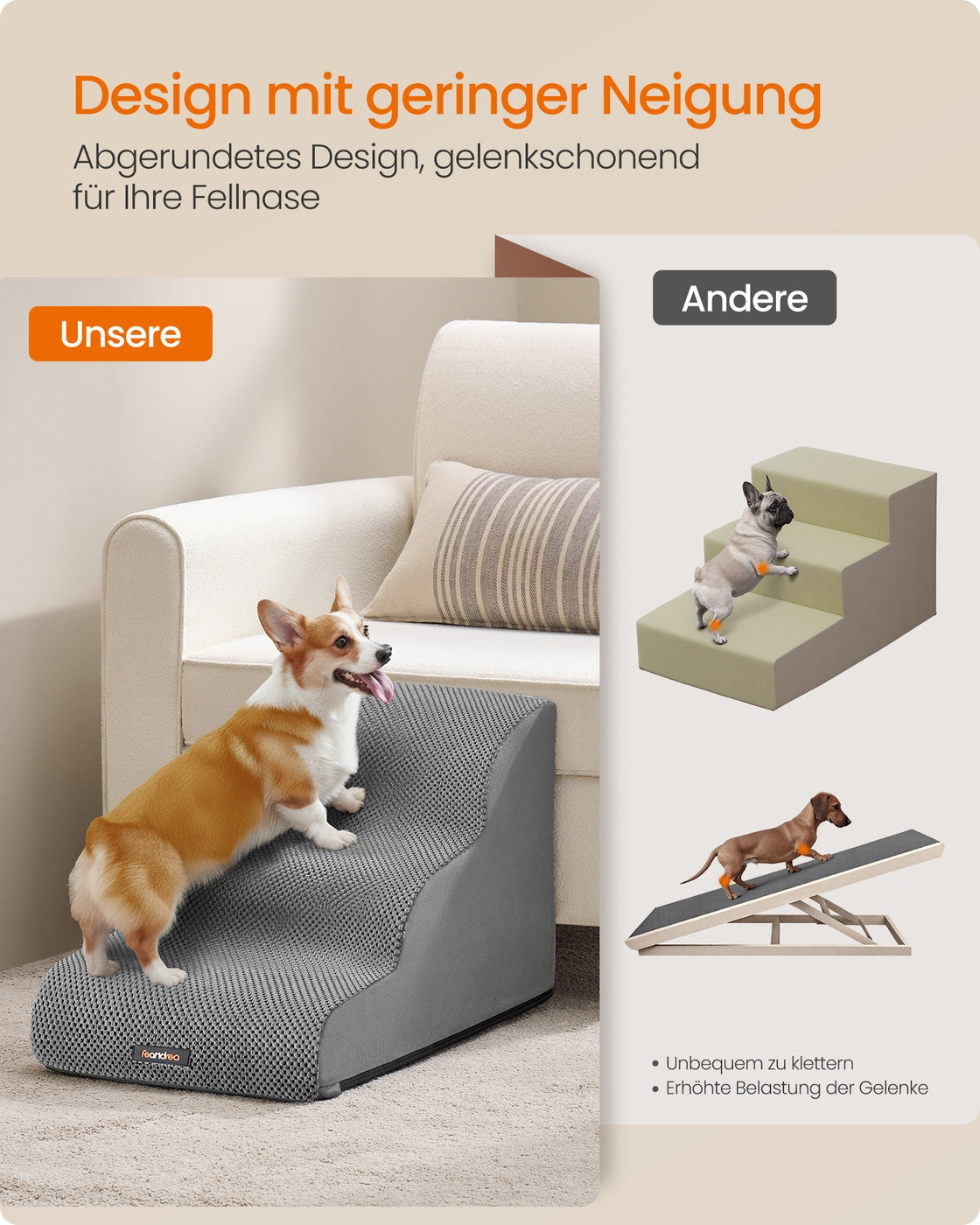 Hondentrap Met 3 Treden - Antislip Bekleding - Gewrichtsvriendelijke Lage Opstap