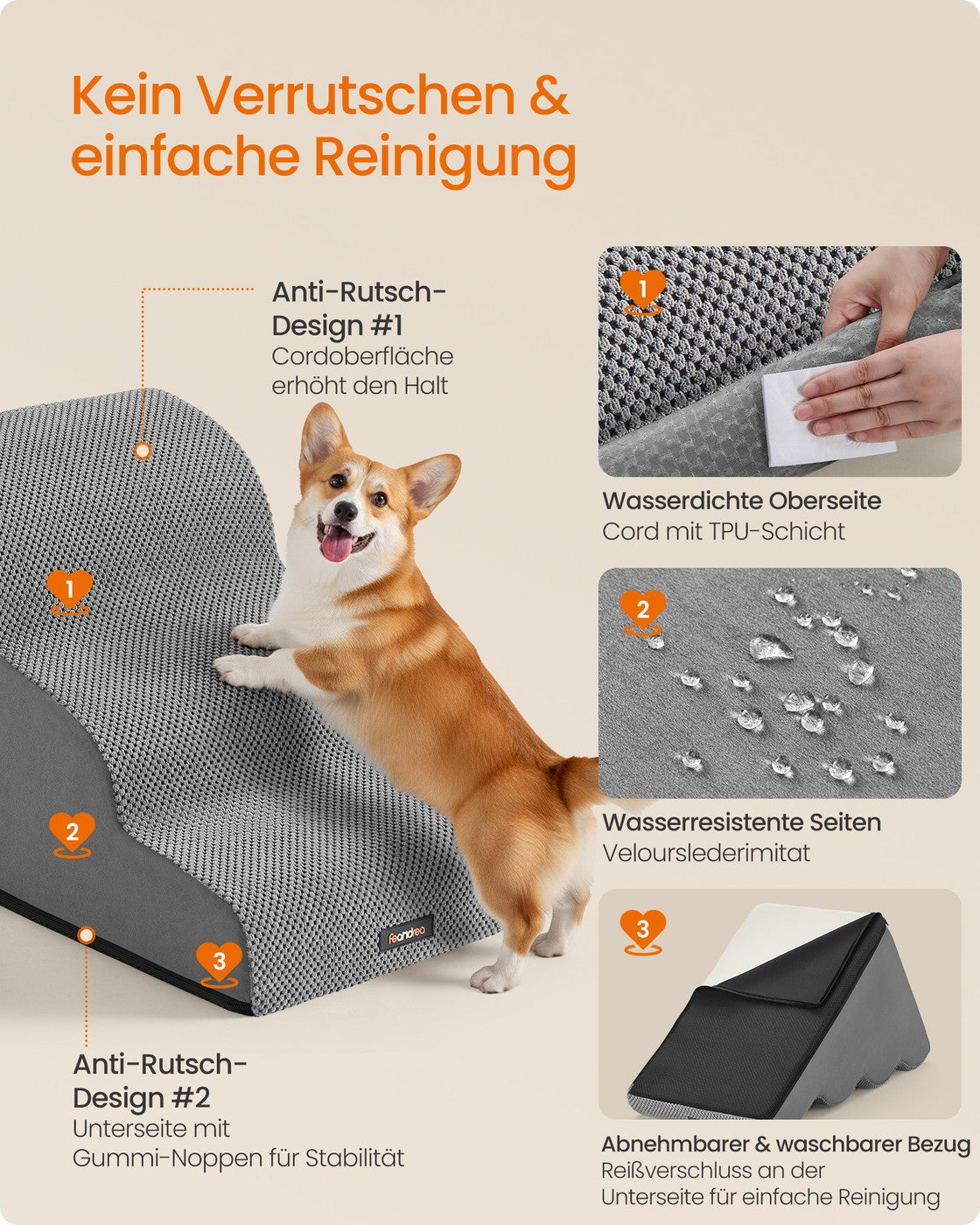 Hondentrap Met 3 Treden - Antislip Bekleding - Gewrichtsvriendelijke Lage Opstap