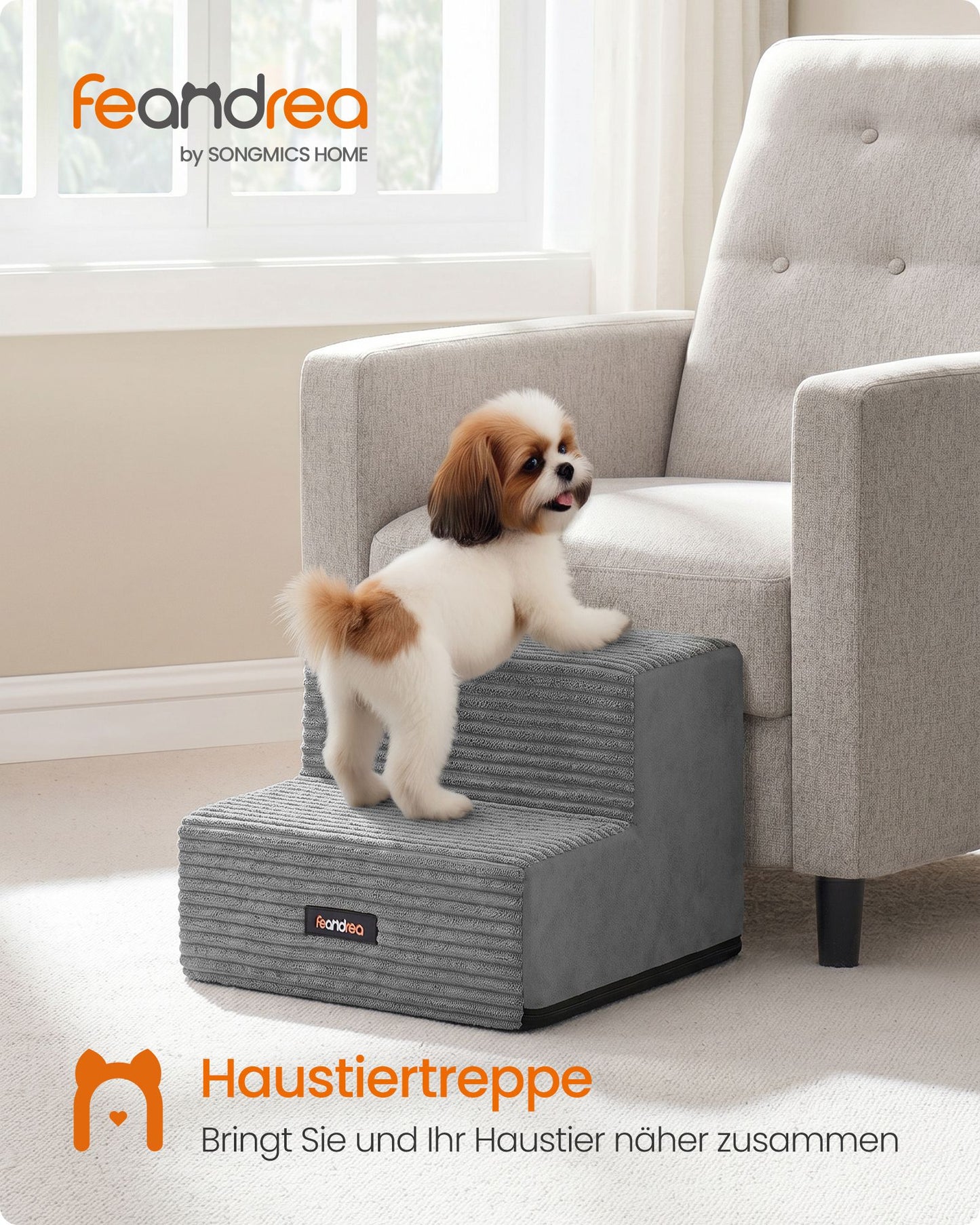 Schuimstof Huisdiertrap Met 2 Treden - Wasbare Hoes - Voor Kleine En Oudere Honden