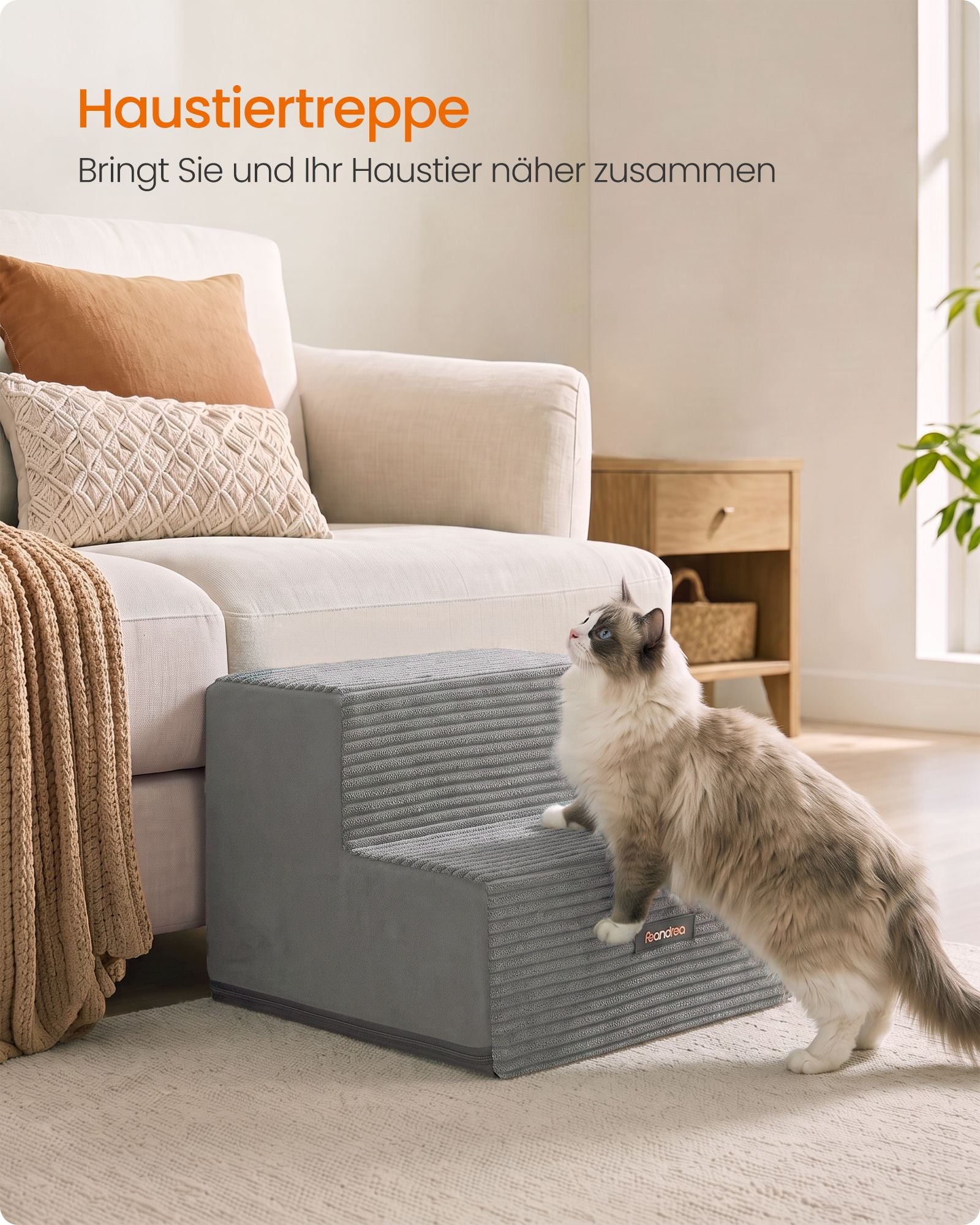 Schuimstof Huisdiertrap Met 2 Treden - Wasbare Hoes - Voor Kleine En Oudere Honden