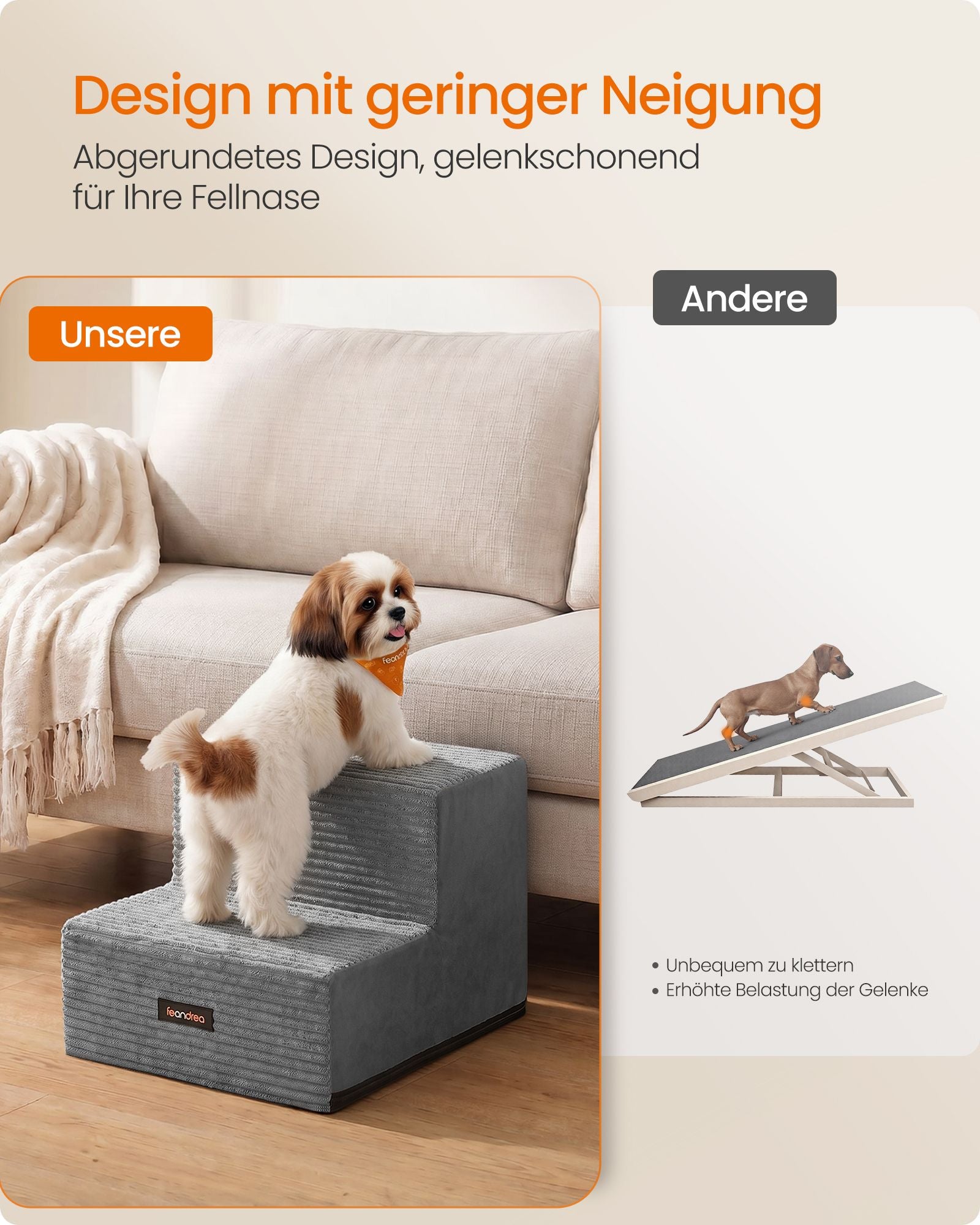 Schuimstof Huisdiertrap Met 2 Treden - Wasbare Hoes - Voor Kleine En Oudere Honden