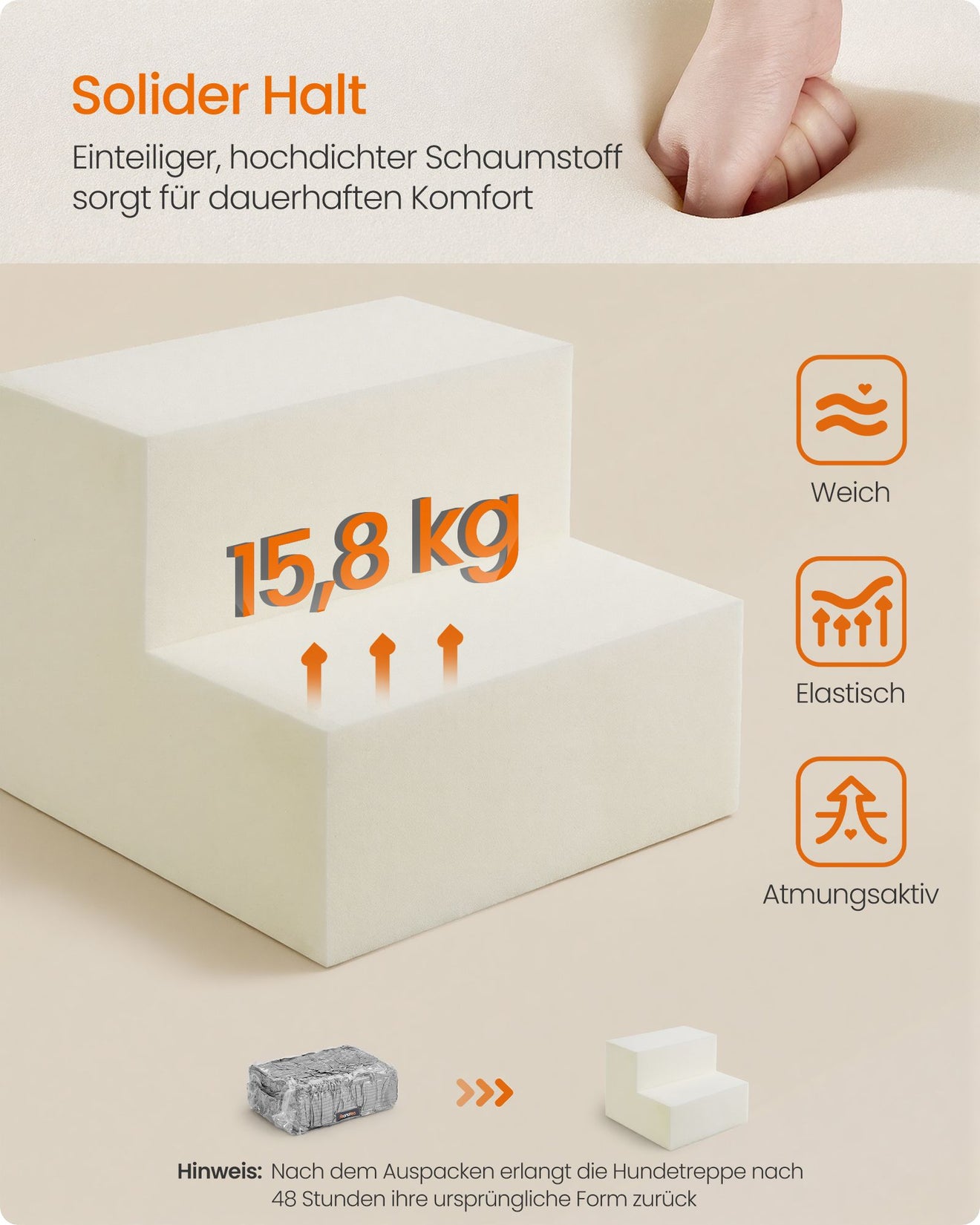 Schuimstof Huisdiertrap Met 2 Treden - Wasbare Hoes - Voor Kleine En Oudere Honden