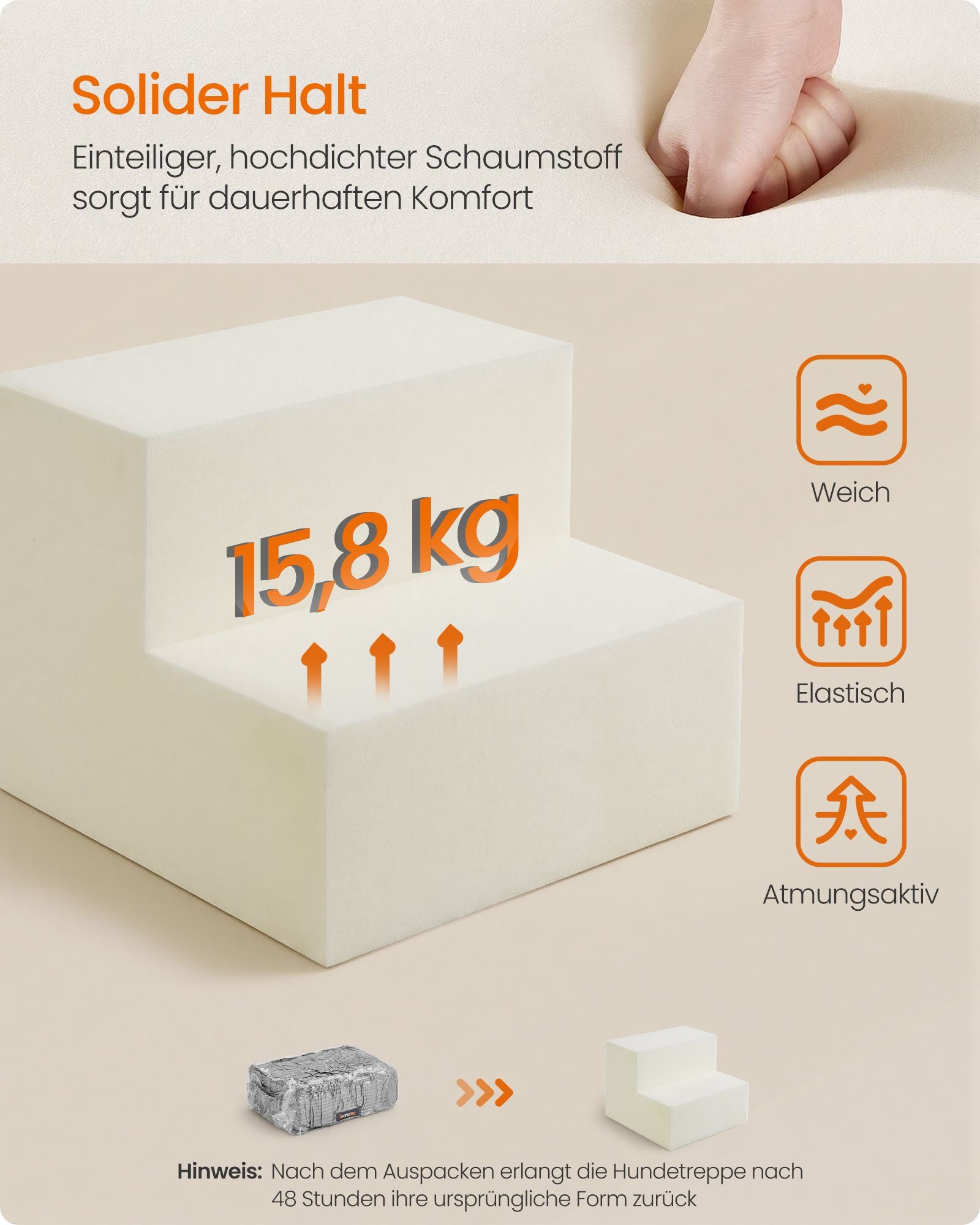 Schuimstof Huisdiertrap Met 2 Treden - Wasbare Hoes - Voor Kleine En Oudere Honden
