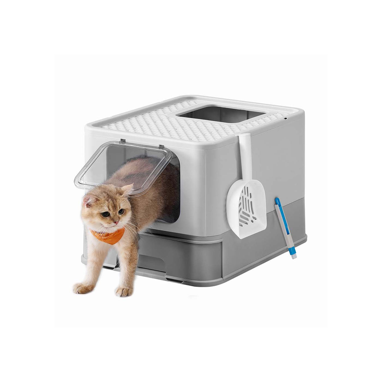 Kattenbak Met Deksel En Uitschuifbare Lade - Minder Gritsporen - Inclusief Schep