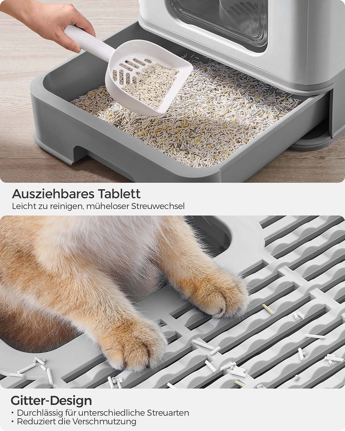 Kattenbak Met Deksel En Uitschuifbare Lade - Minder Gritsporen - Inclusief Schep