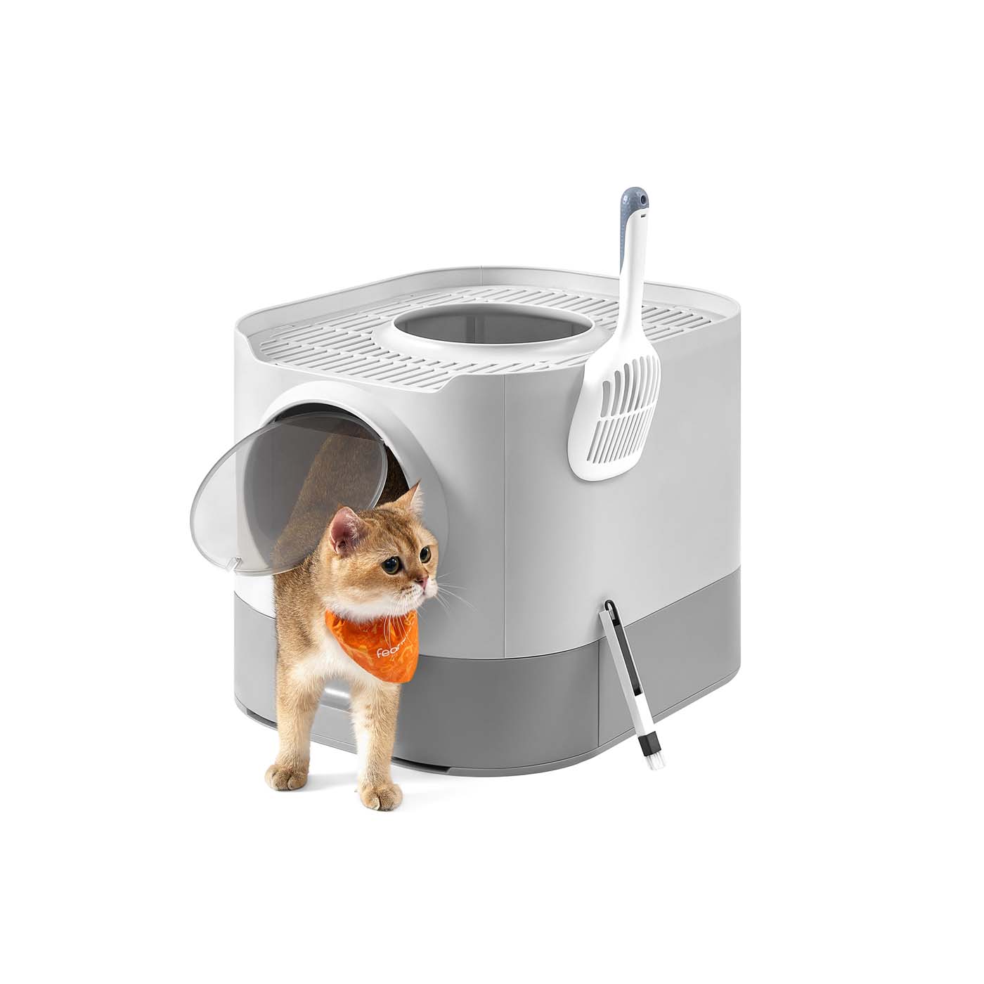 Kattenbak Met Deksel En Uitschuifbare Lade - Zeefrooster - Inclusief Schep En Borstel