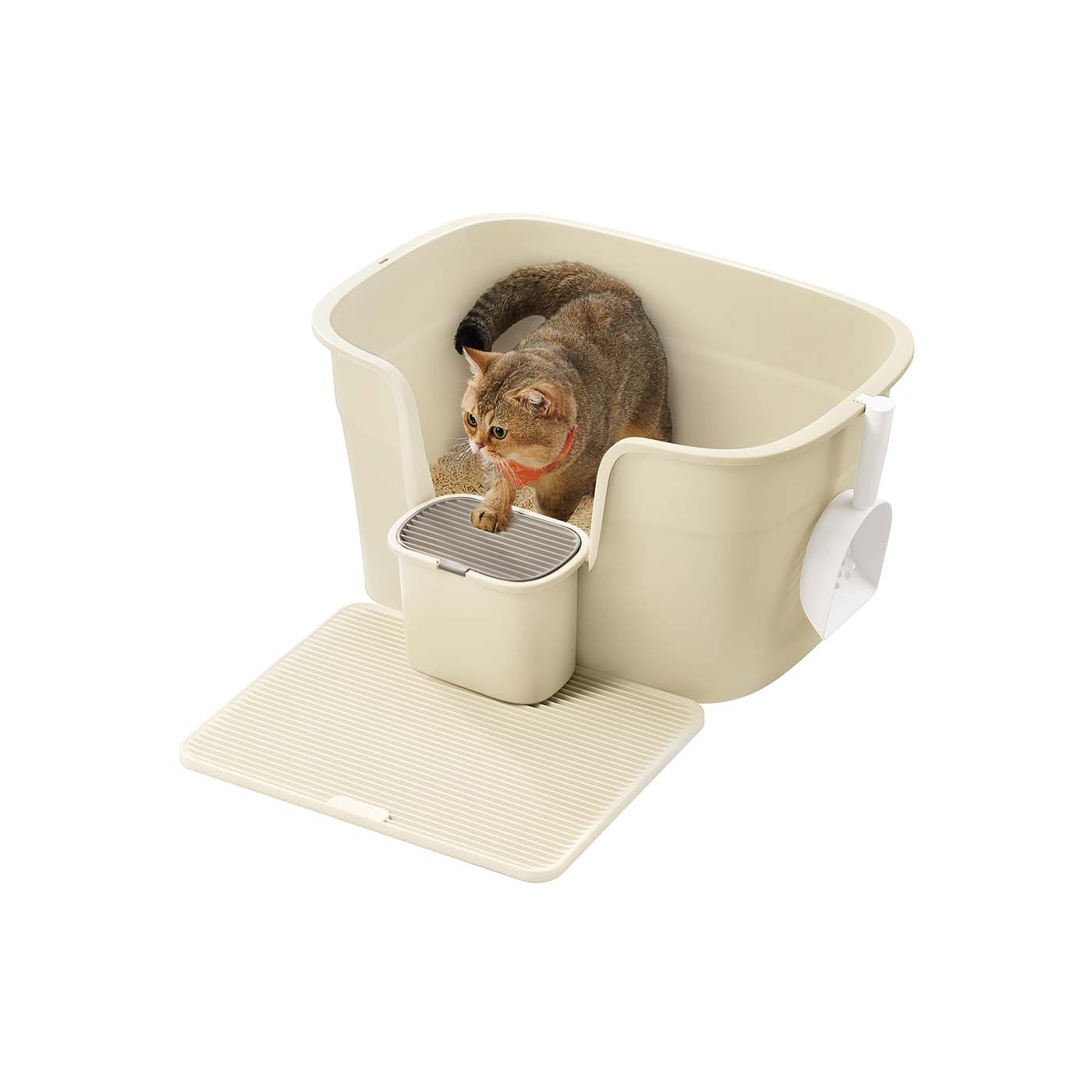 Extra Grote Kattenbak Met Hoge Zijwanden - Inclusief Gritmat En Opbergbox - Compleet Set