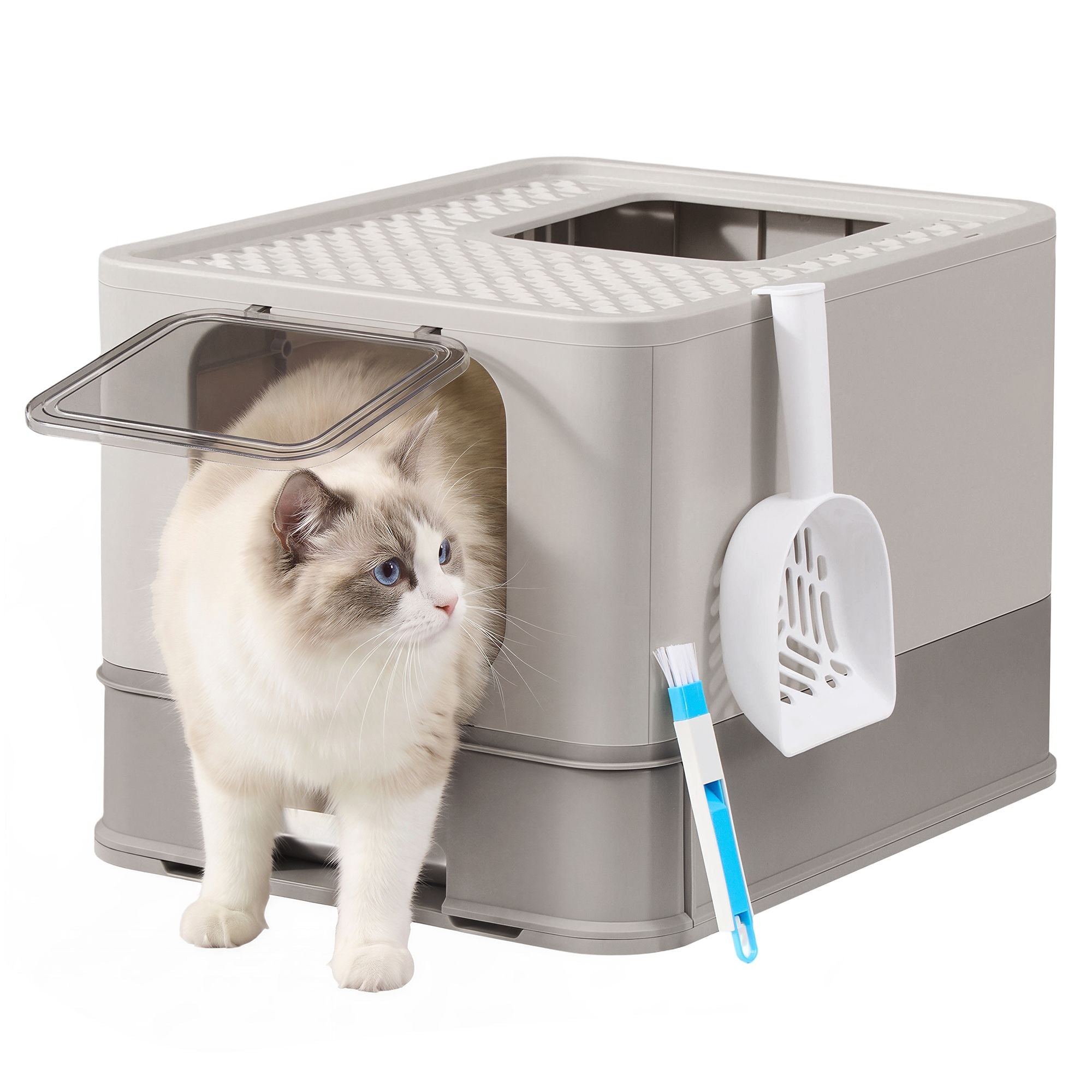 RVS Kattenbak Met Uittrekbare Lade - Twee Ingangen - Belastbaar Bovenvlak