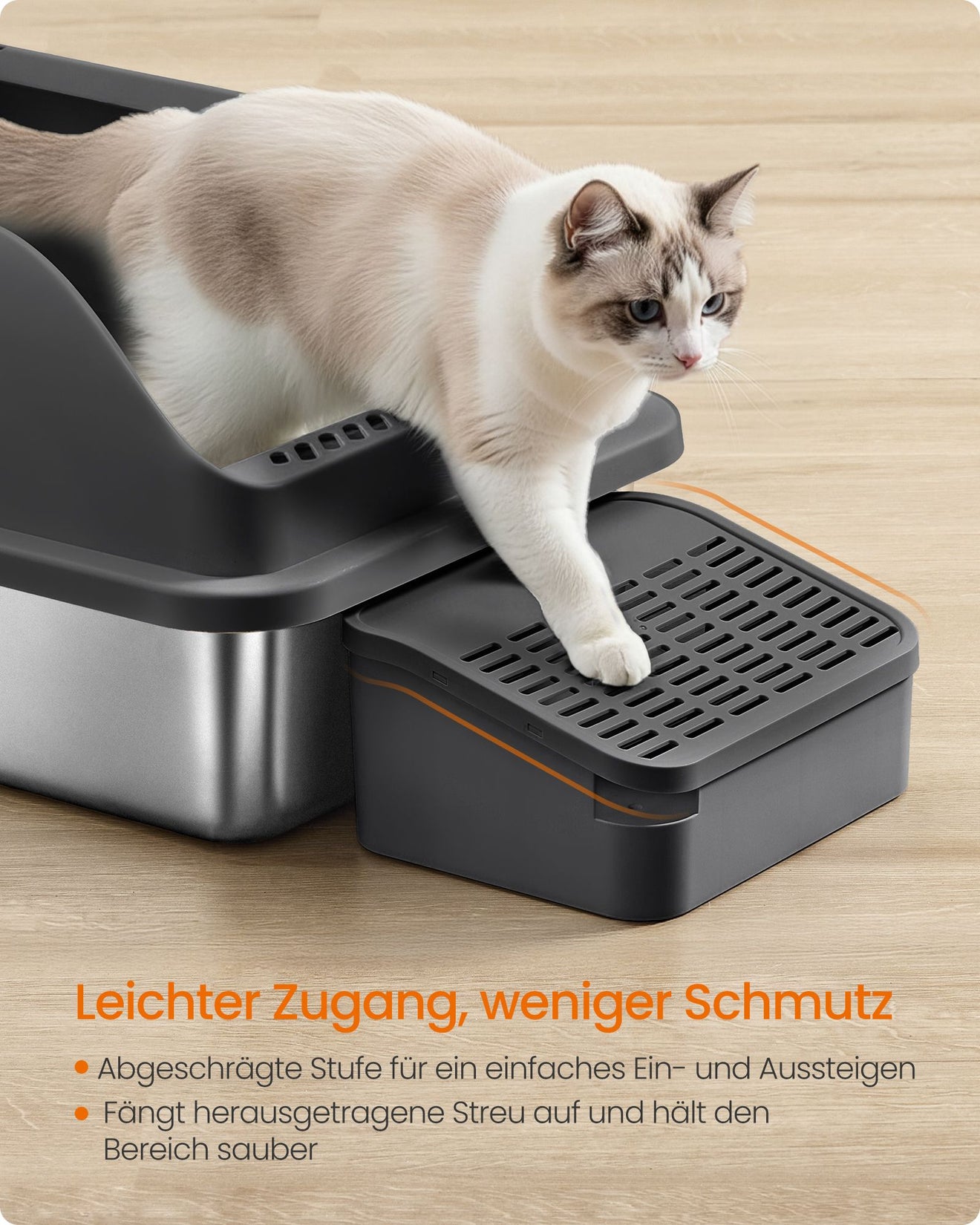 RVS Kattenbak Met Hoge Rand - Inclusief Schep En Borstel - Geurbestendig