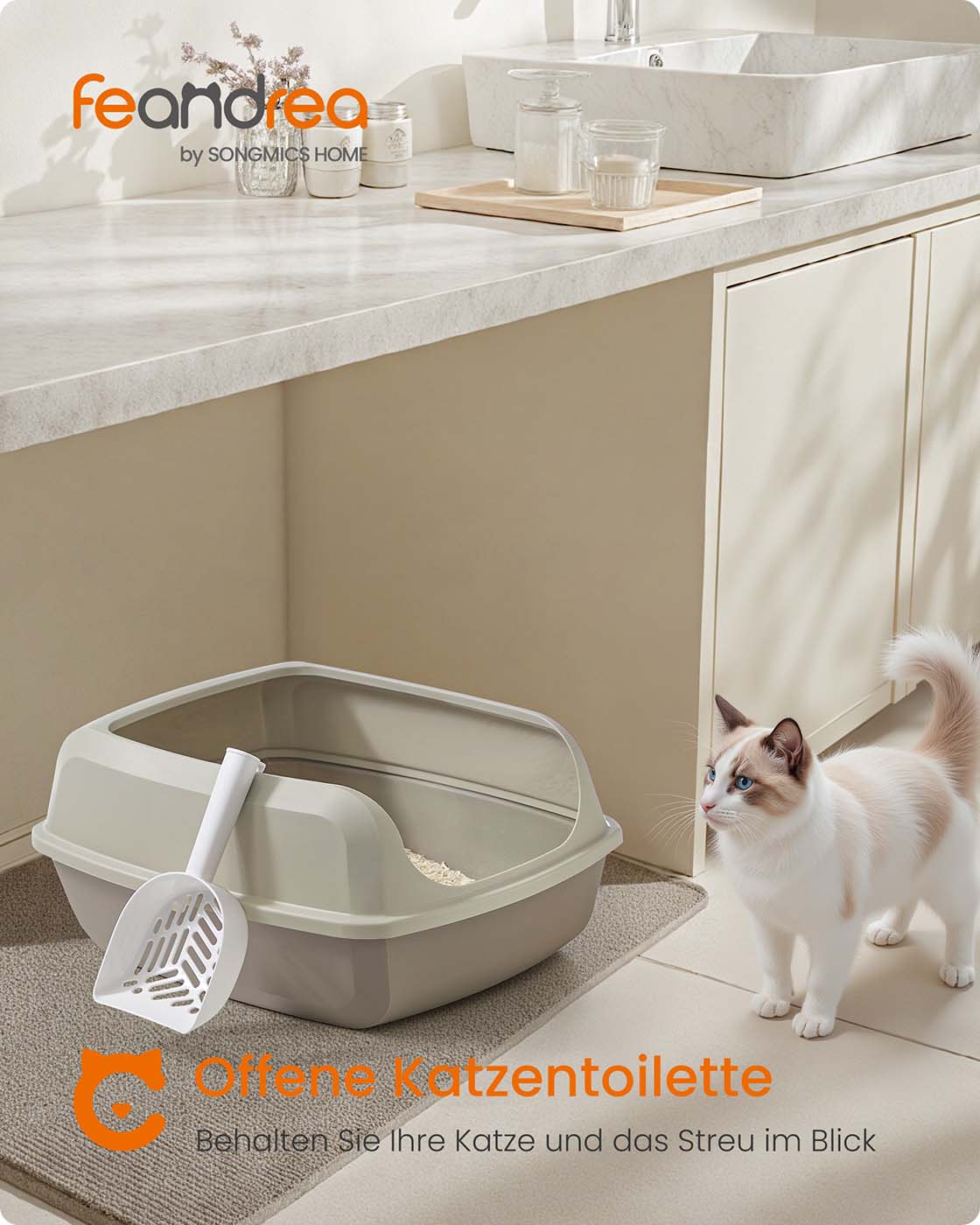XXL Open Kattenbak Met Hoge Zijwanden - Lage Instap - Inclusief Schep