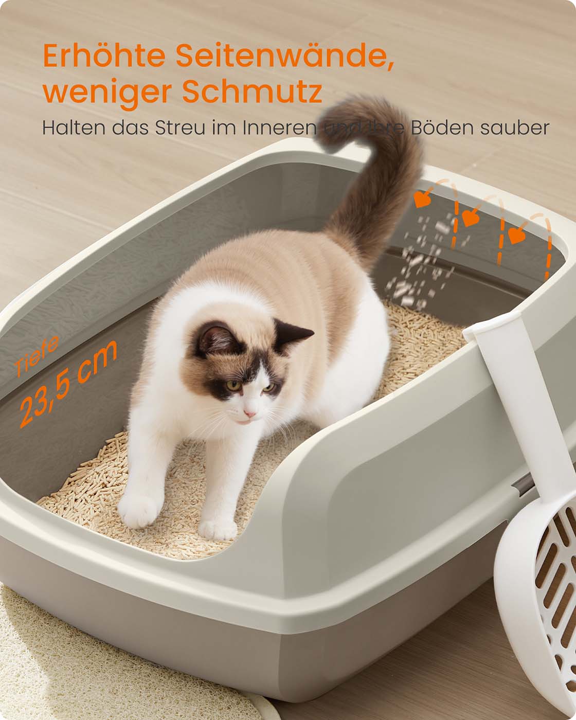 XXL Open Kattenbak Met Hoge Zijwanden - Lage Instap - Inclusief Schep