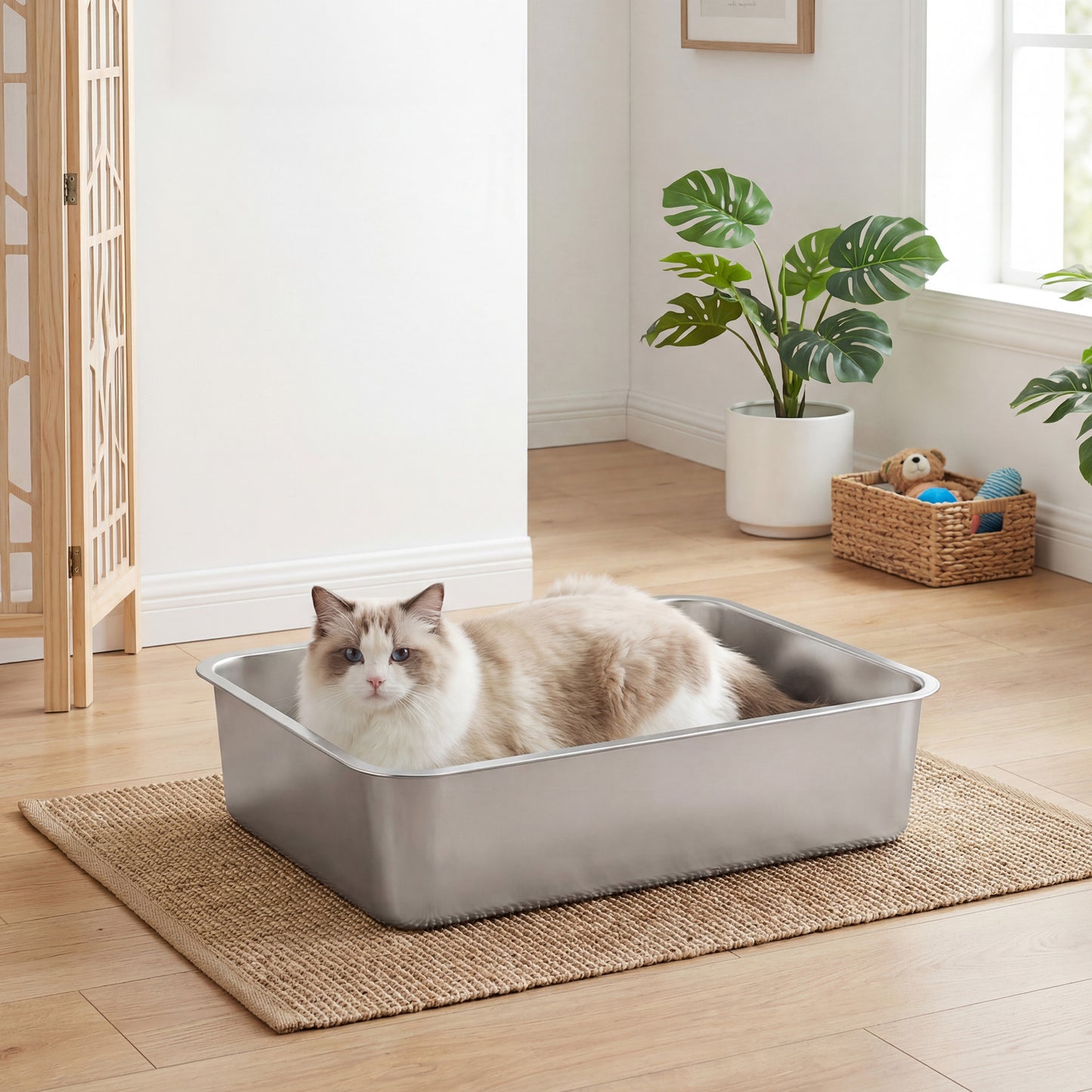 RVS Kattenbak Open Model - Inclusief Schep - Geurneutraal En Onverwoestbaar