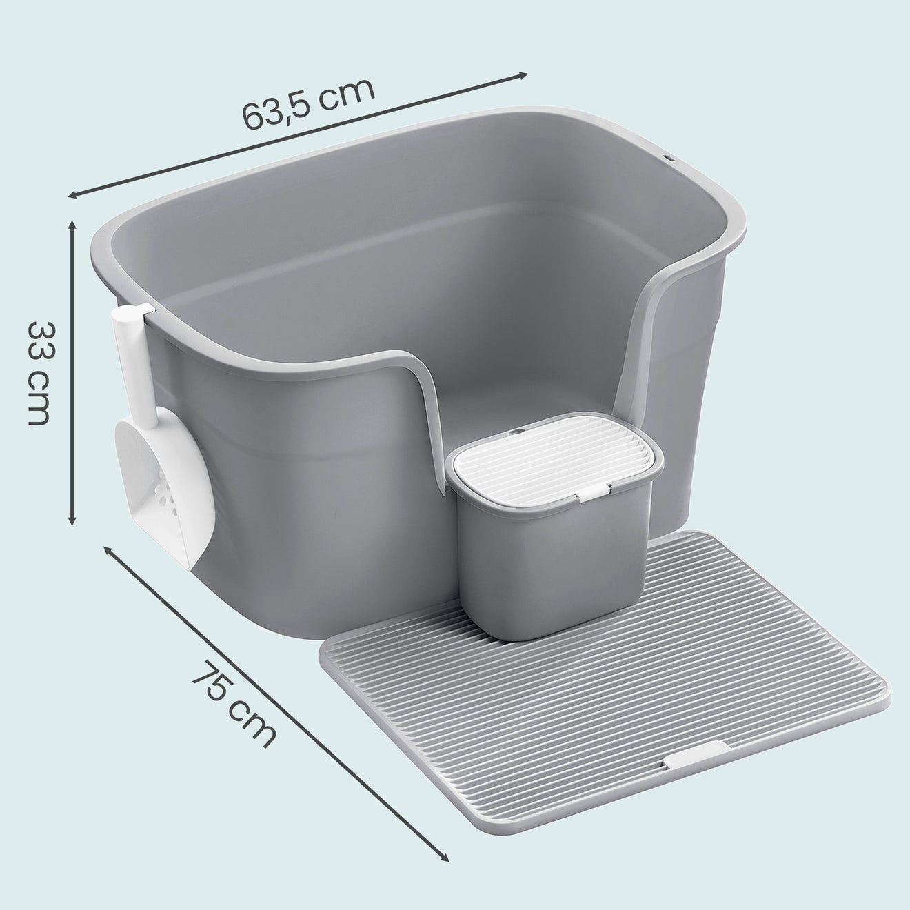 Extra Grote Kattenbak Met Hoge Zijwanden - Inclusief Gritmat En Opbergbox - Compleet Set