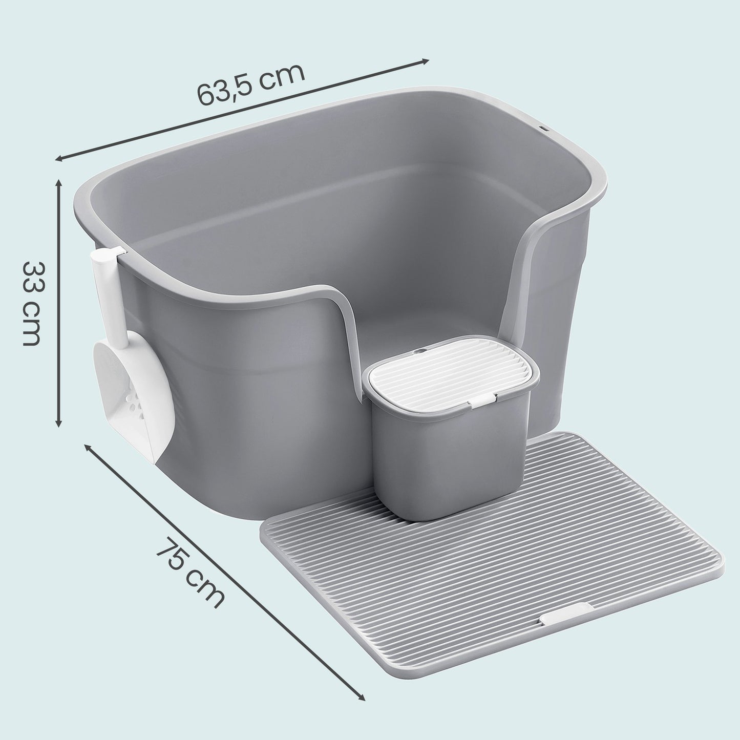 Extra Grote Kattenbak Met Hoge Zijwanden - Inclusief Gritmat En Opbergbox - Compleet Set