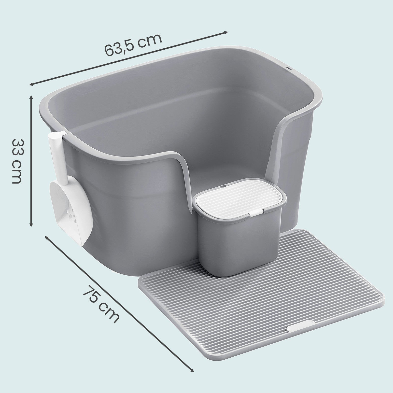 Extra Grote Kattenbak Met Hoge Zijwanden - Inclusief Gritmat En Opbergbox - Compleet Set