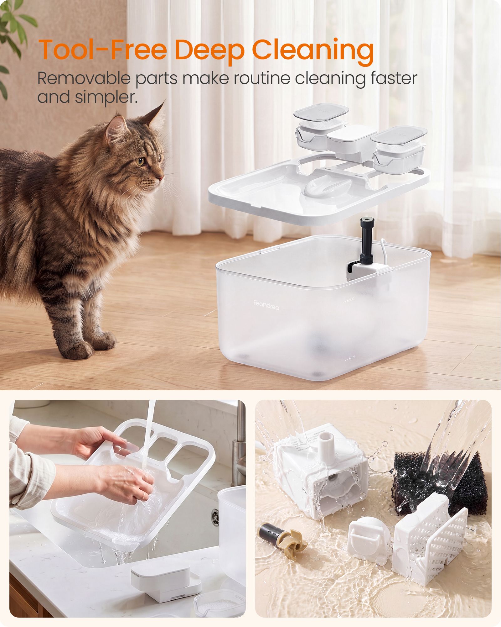 Drinkfontein Voor Katten Met Stille Pomp - Inclusief 3 Filters - 4,5 Liter