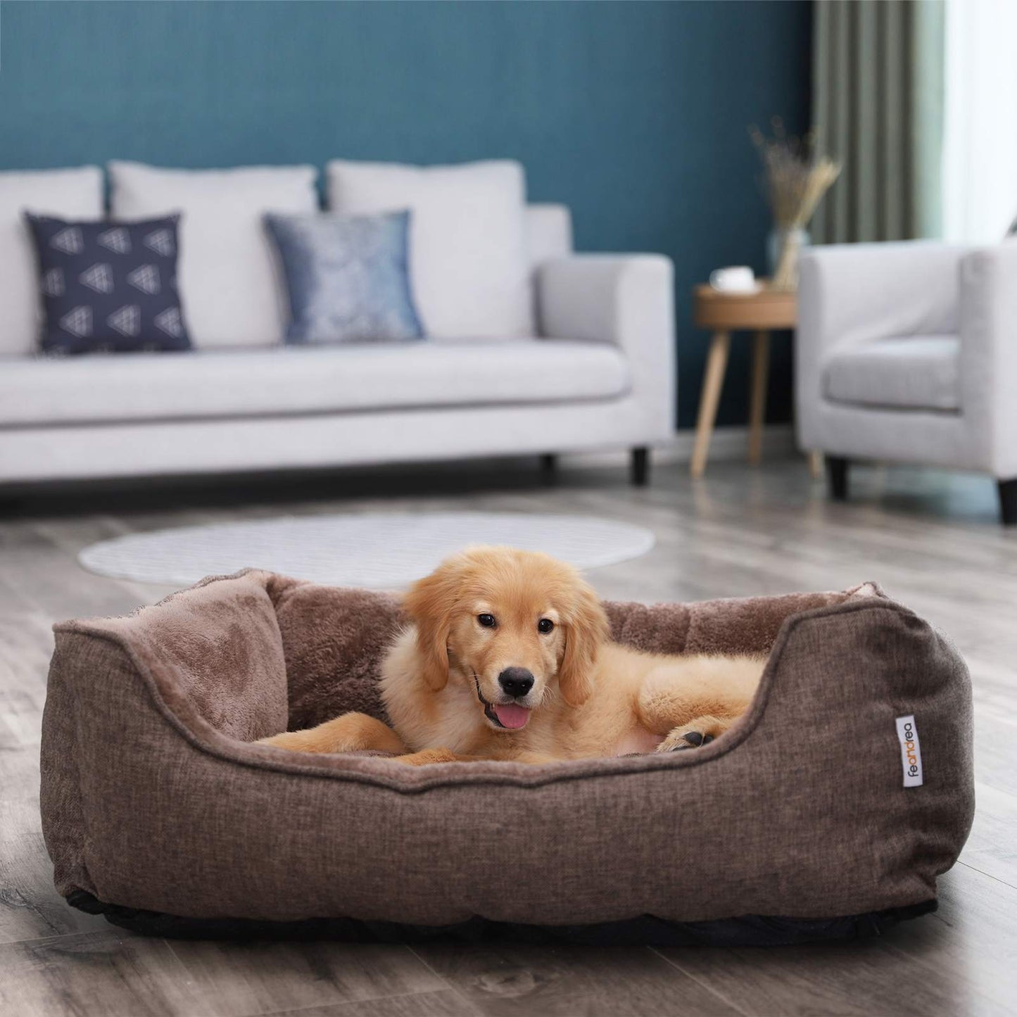Wasbaar Hondenbed Met Antiallergeen Pluche - Afneembare Hoes - Voor Middelgrote Honden