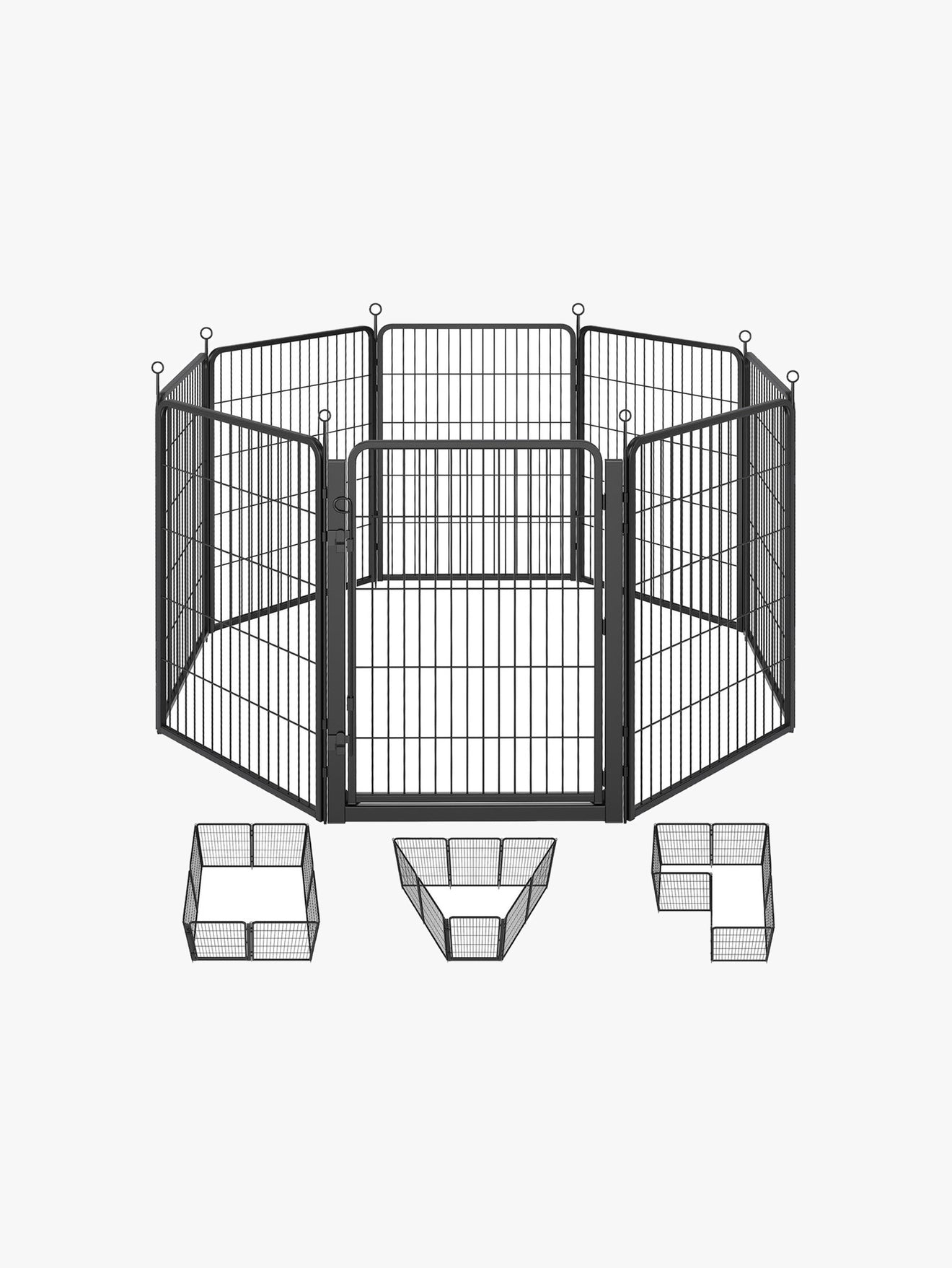 Metalen Dierenren Met 8 Panelen - Extra Hoog Model - Eenhandssluiting