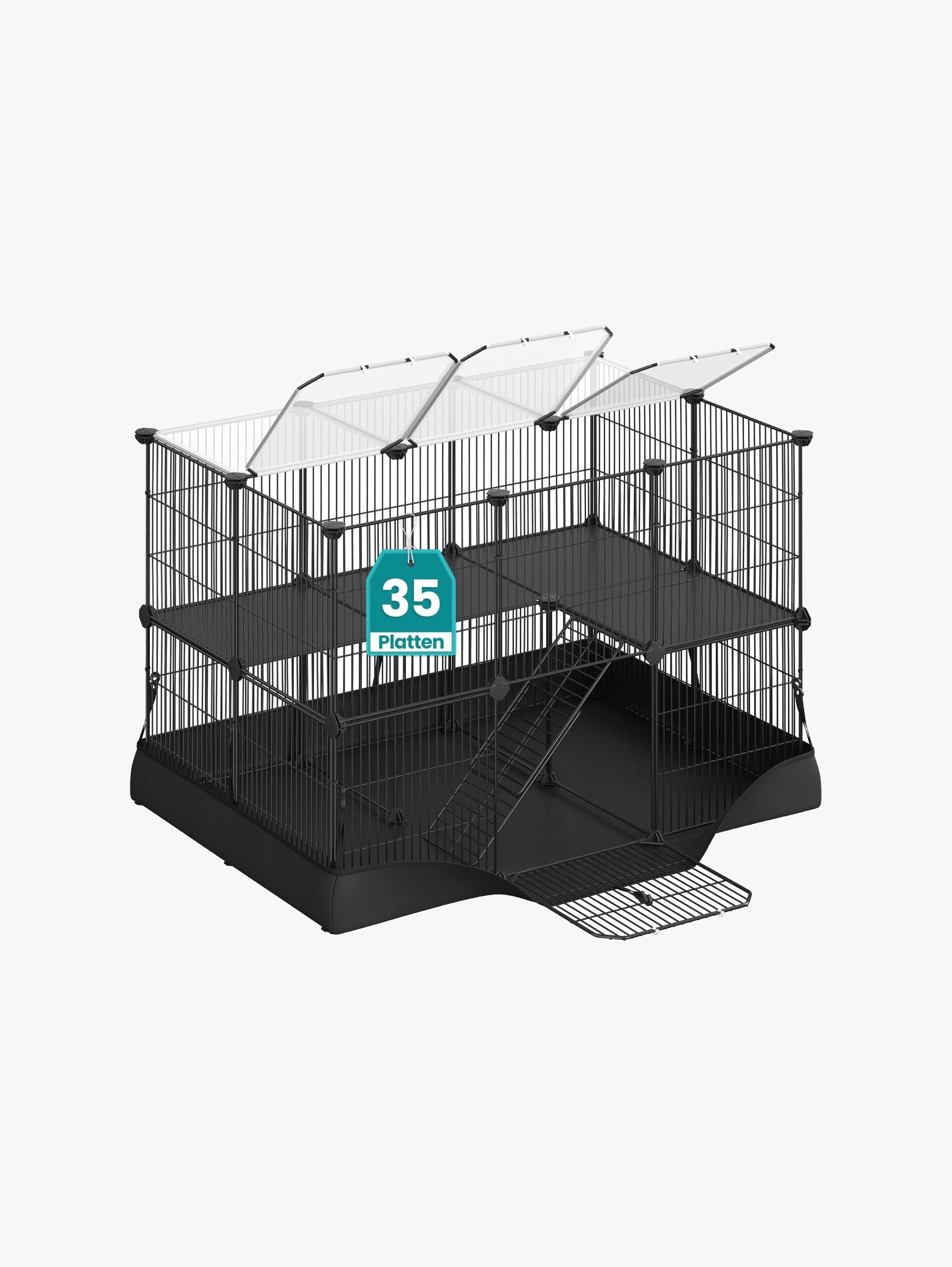 Verblijf Voor Kleine Huisdieren Met Waterresistente Bodem - Twee Verdiepingen Met Ramp - Doorzichtige Panelen