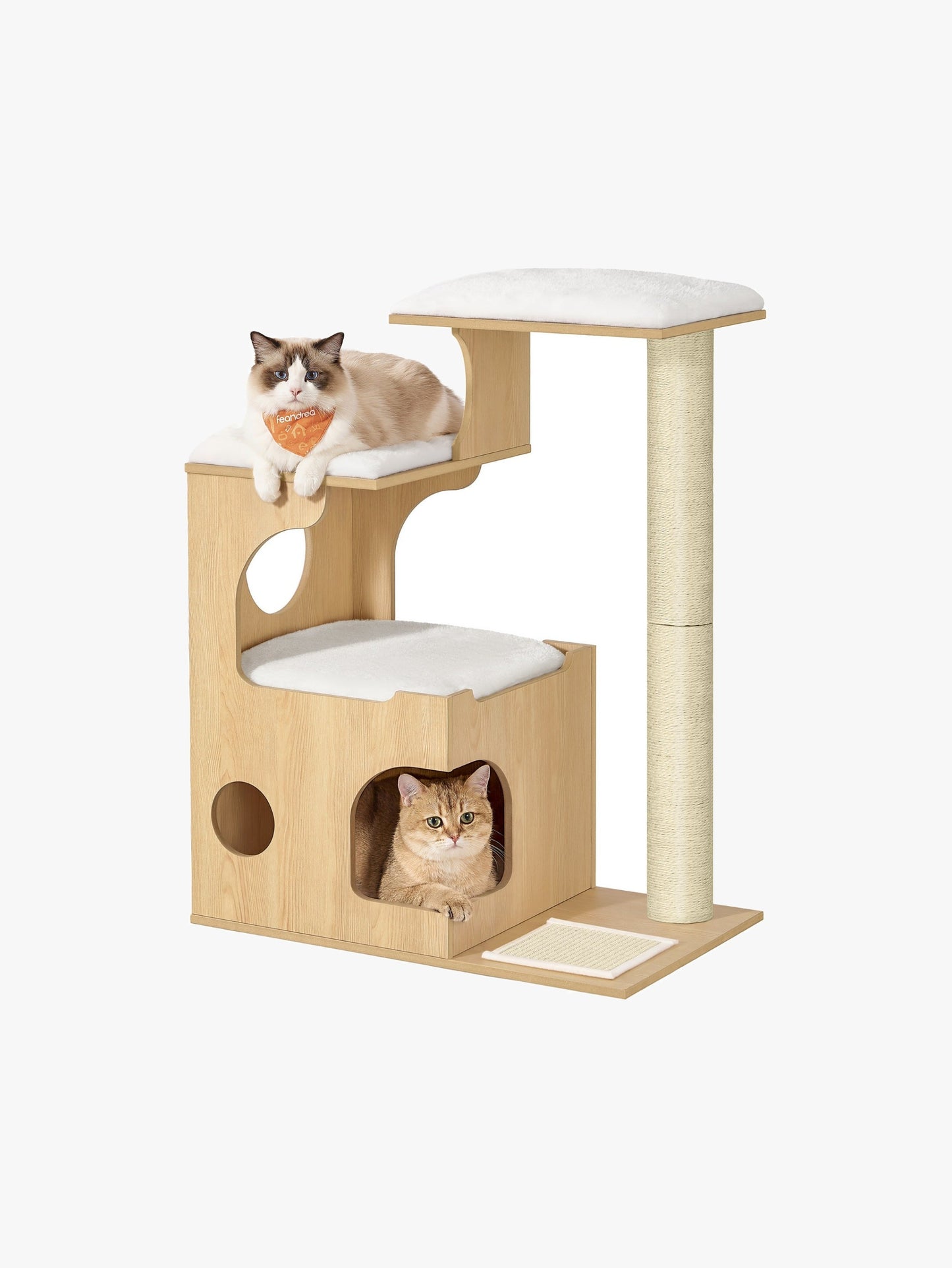 Compacte Krabpaal Met 3 Ligvlakken - Ruim Kattenhol - Volledig Sisal Klimstammen