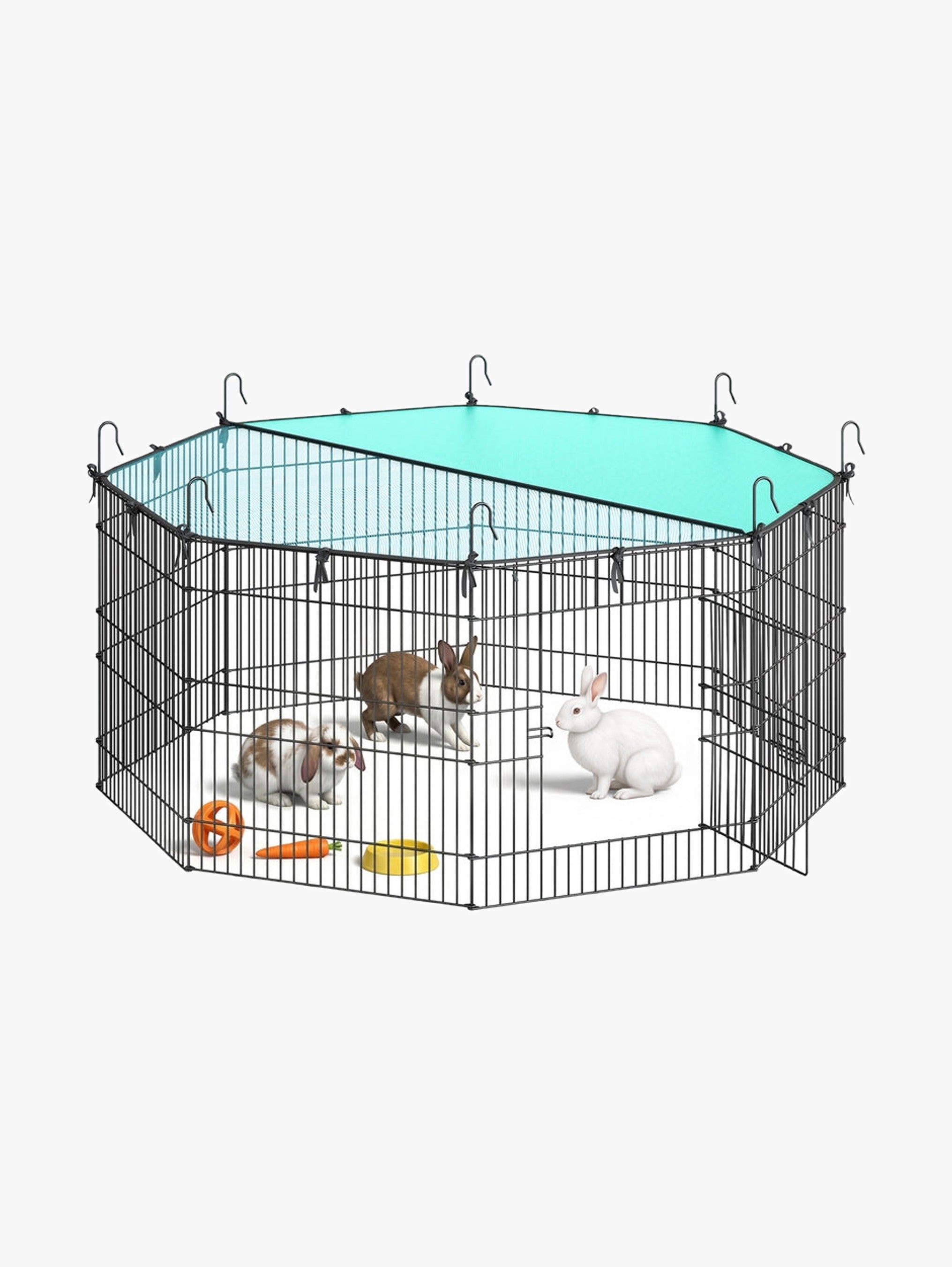 Ren Voor Kleine Huisdieren Met Afdekhoes En Deur - Stalen Traliepanelen - Voor Binnen En Buiten