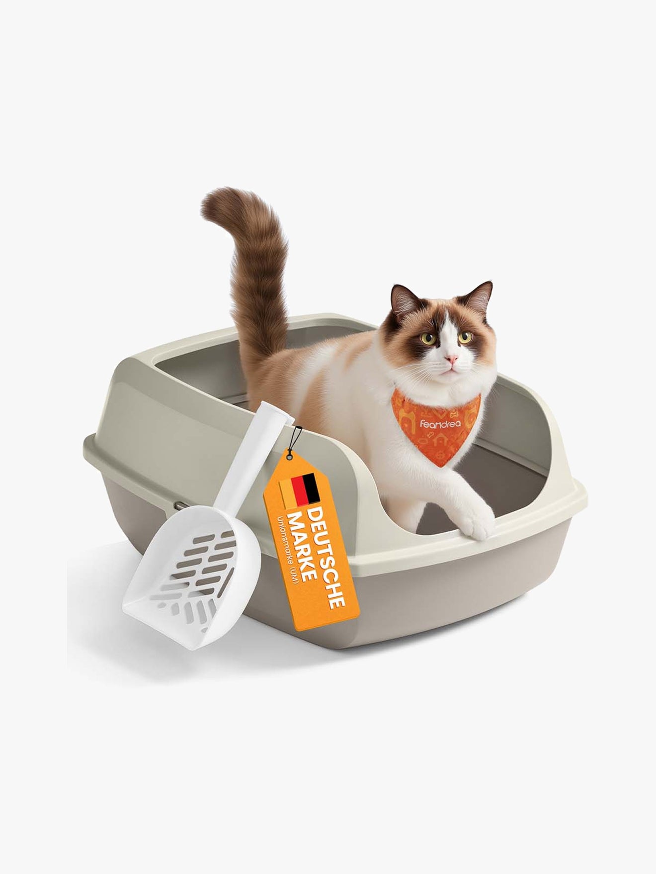 XXL Open Kattenbak Met Hoge Zijwanden - Lage Instap - Inclusief Schep