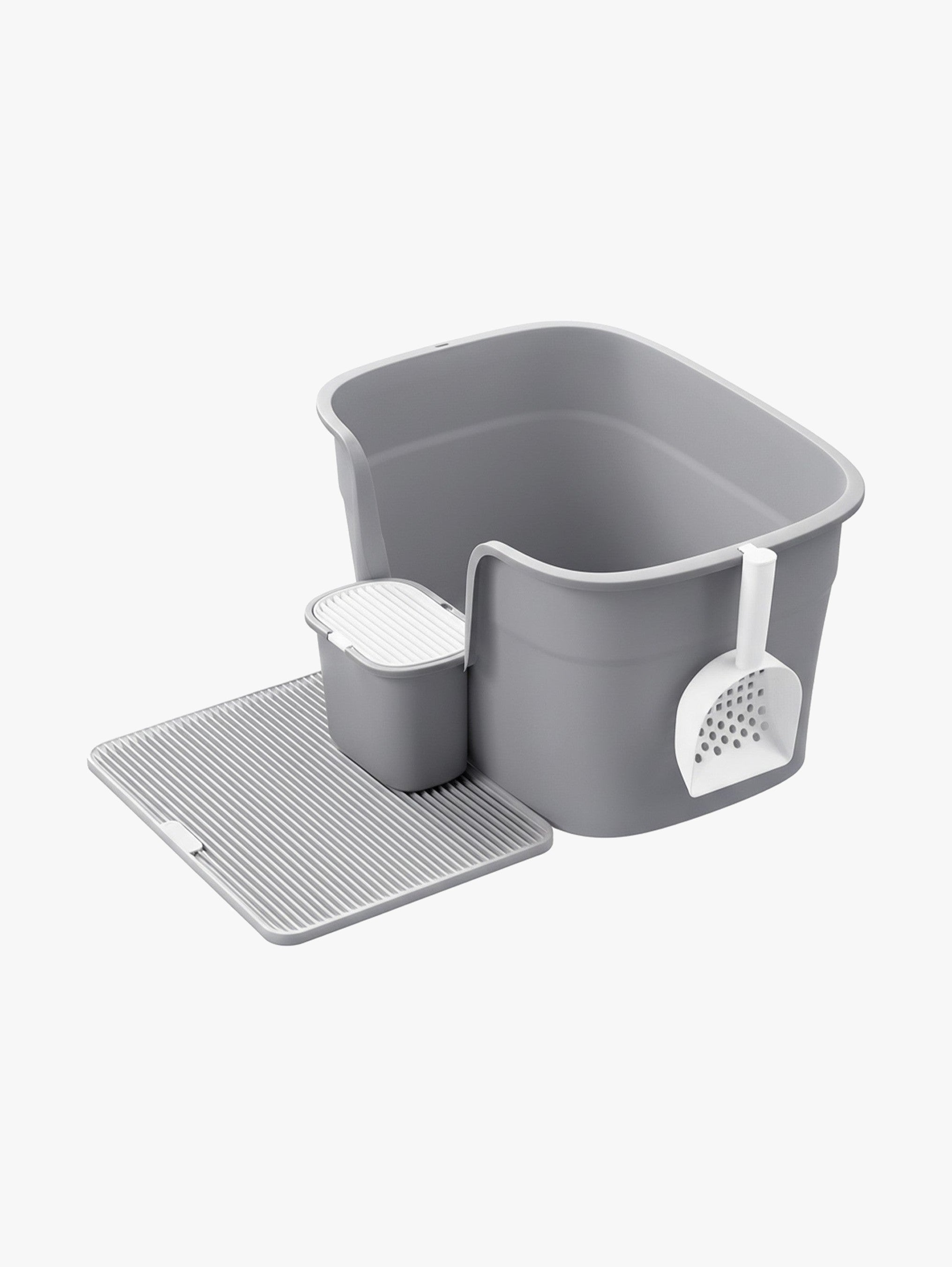 Extra Grote Kattenbak Met Hoge Zijwanden - Inclusief Gritmat En Opbergbox - Compleet Set