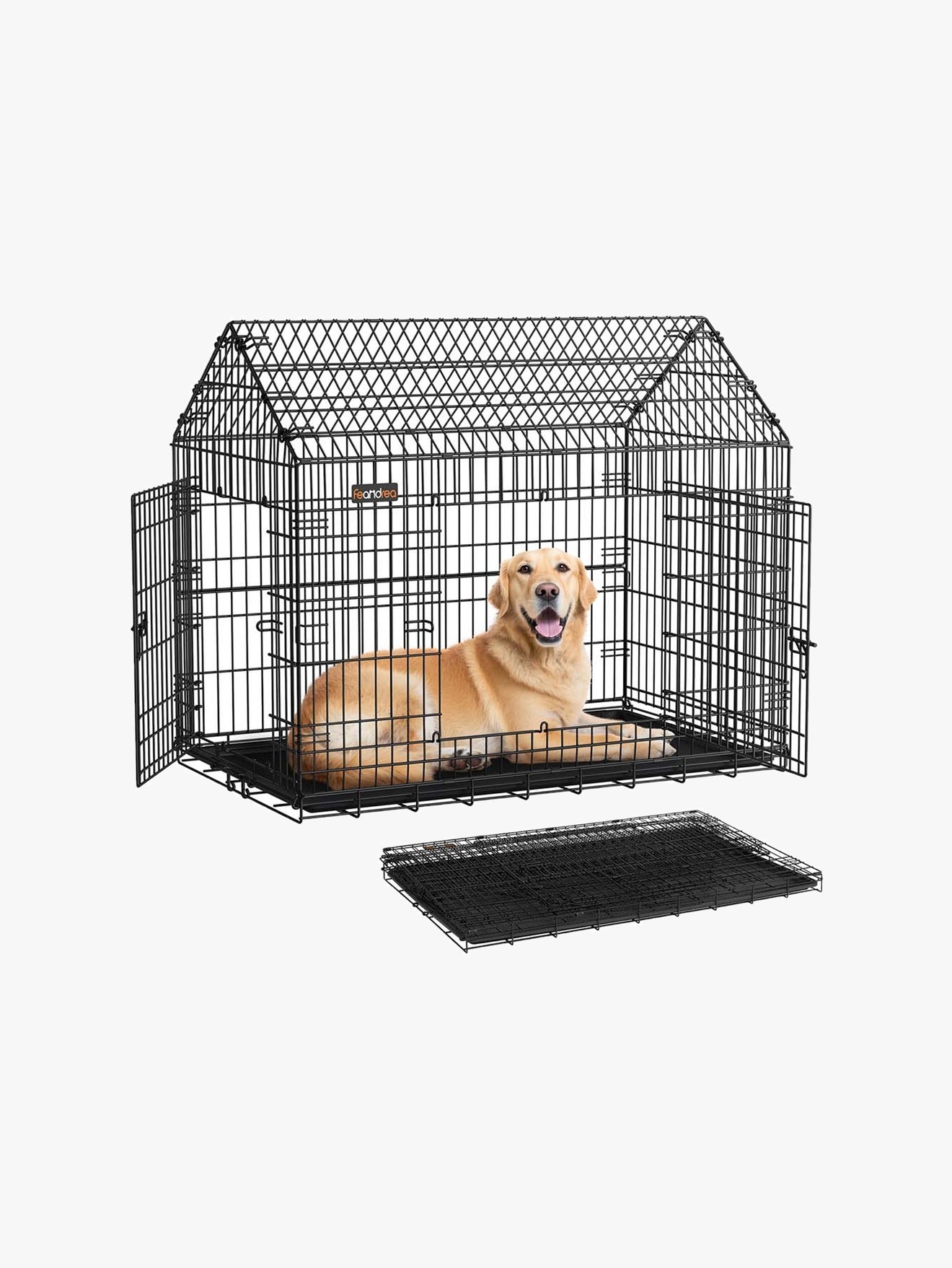 Opvouwbare Hondenbench Met Dubbele Deur - Voor Grote Honden - Inclusief Kunststof Bodemschaal
