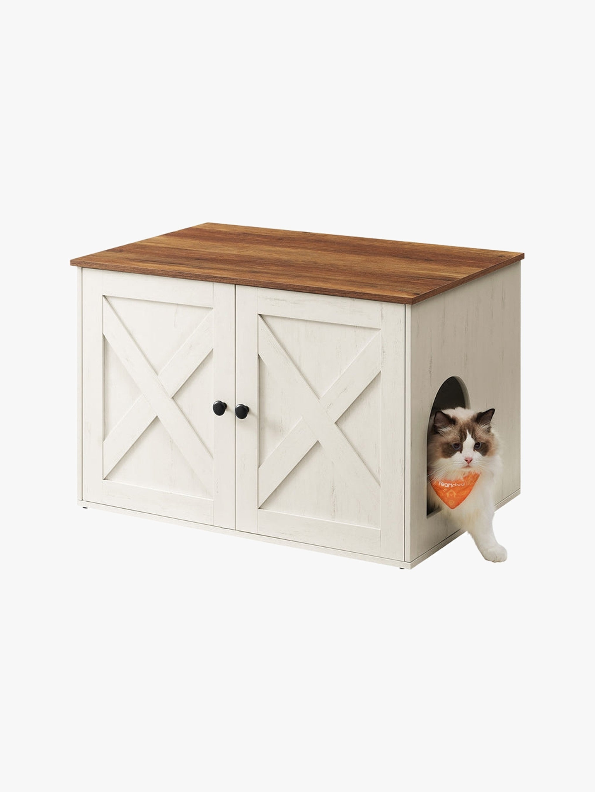 Kattenbakmeubel Met Schuurdeuren - Landelijke Stijl - Belastbaar Bovenblad