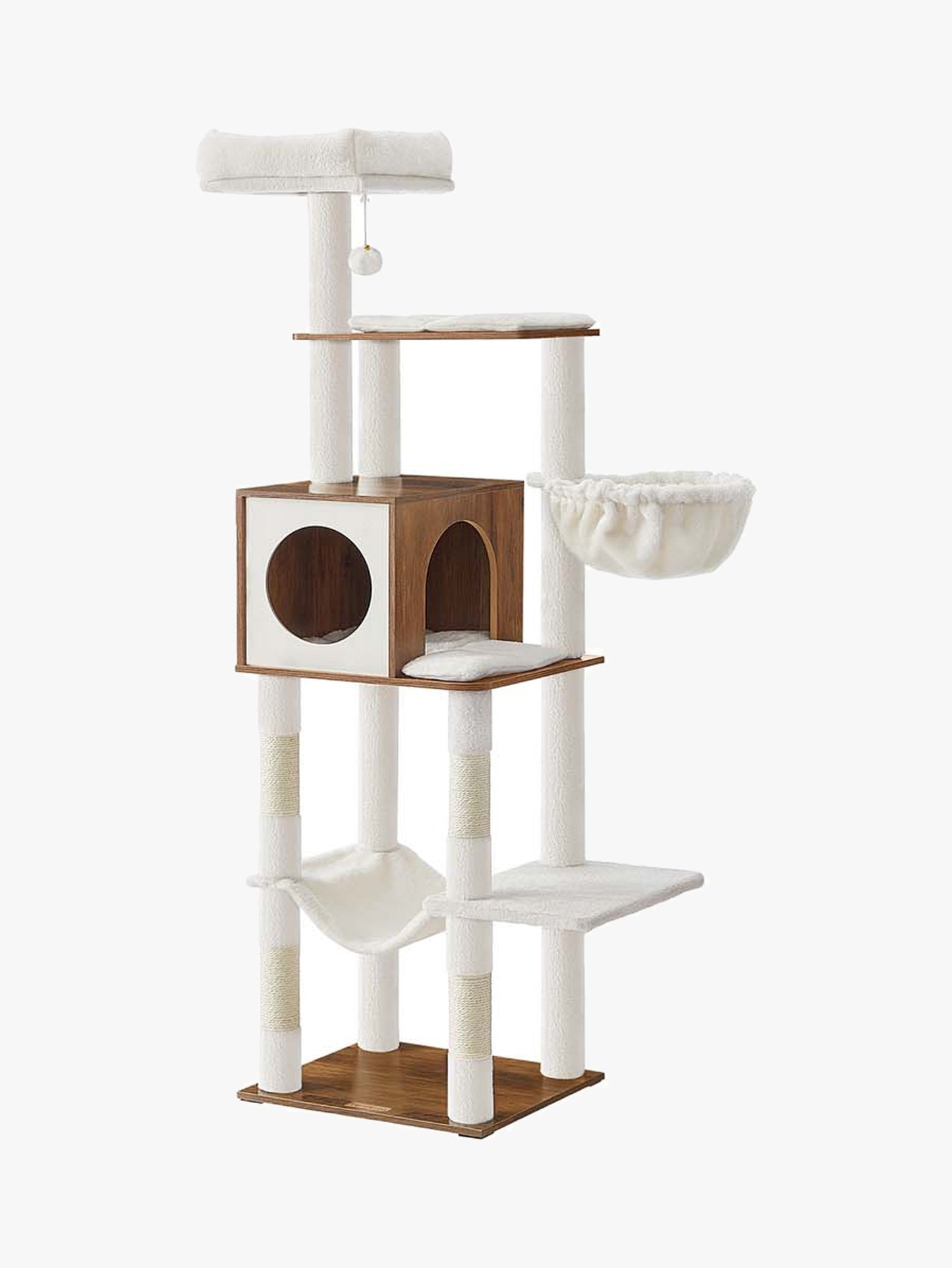 Krabpaal Met Hangmat En Kattenhol - Trapsgewijze Opbouw - Warm Honingbruin