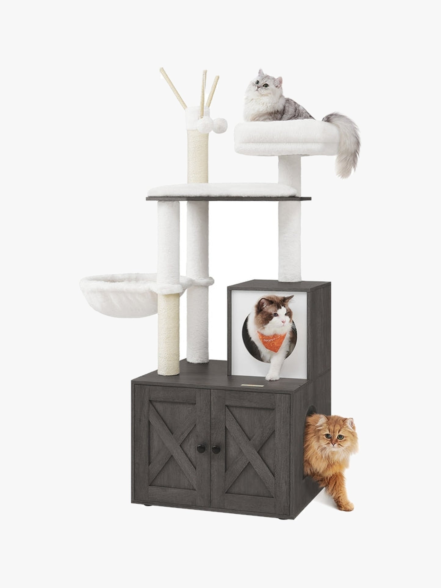 Compacte Krabpaal Met Kattenbakmeubel - 2-In-1 Kattenmeubel - Natuursisal