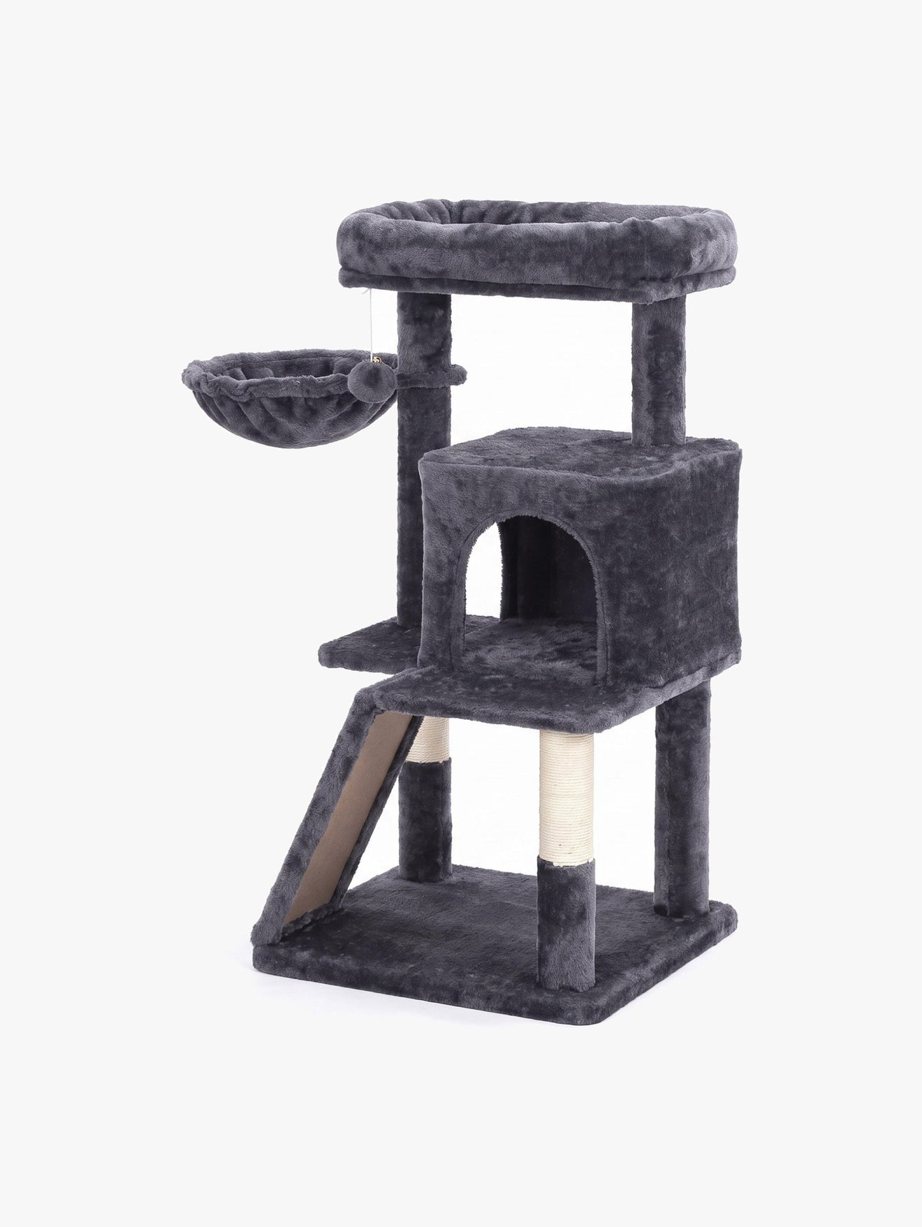 Krabpaal Met Groot Uitkijkplatform En Hangmand - Krabplank Als Ramp - Voor Grote Katten